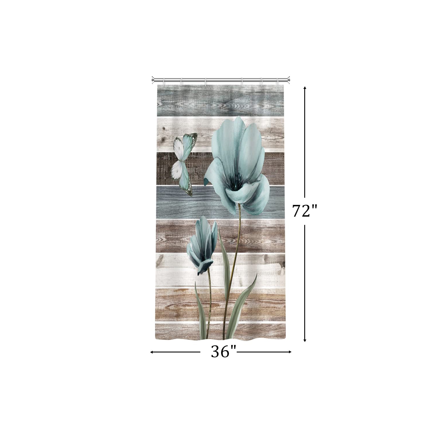 Rustic Shower Curtain, Waterproof Floral Shower Curtain, Polyester Fabric Shower Curtain Set, Bathroom Curtain Machine Washable Bath Curtain, Shower