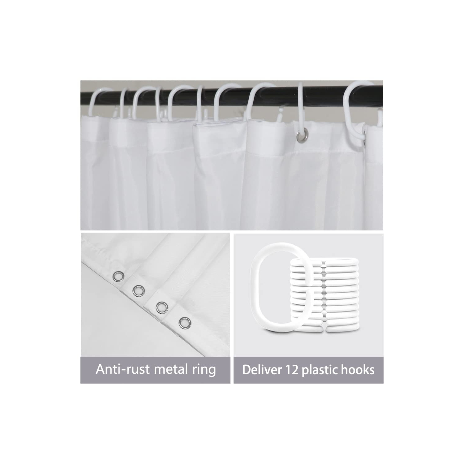 Rideau de douche rustique, rideau de douche à motif floral étanche, ensemble de rideaux de douche en polyester, rideau de bain lavable à la machine,