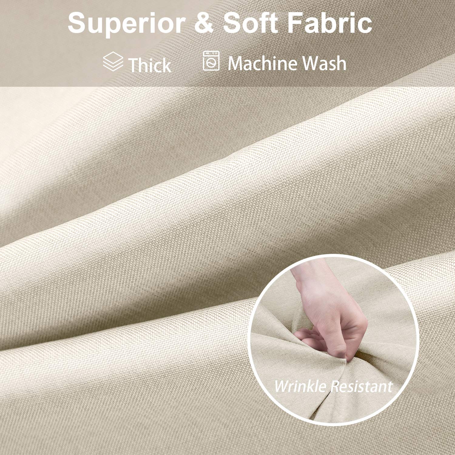 Linen Textured Shower Curtain with Stainless Steel Hooks - 230 GSM Heavy Duty Fabric Bath Curtains, Hotel Luxury Quality, Water Resistant, Machine