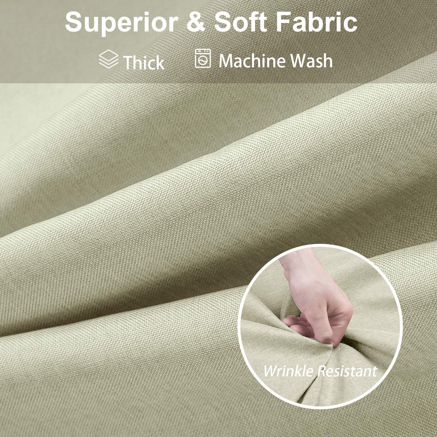 Linen Textured Shower Curtain with Stainless Steel Hooks - 230 GSM Heavy Duty Fabric Bath Curtains, Hotel Luxury Quality, Water Resistant, Machine