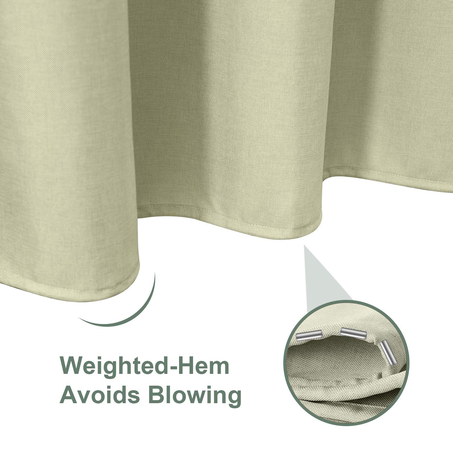 Linen Textured Shower Curtain with Stainless Steel Hooks - 230 GSM Heavy Duty Fabric Bath Curtains, Hotel Luxury Quality, Water Resistant, Machine