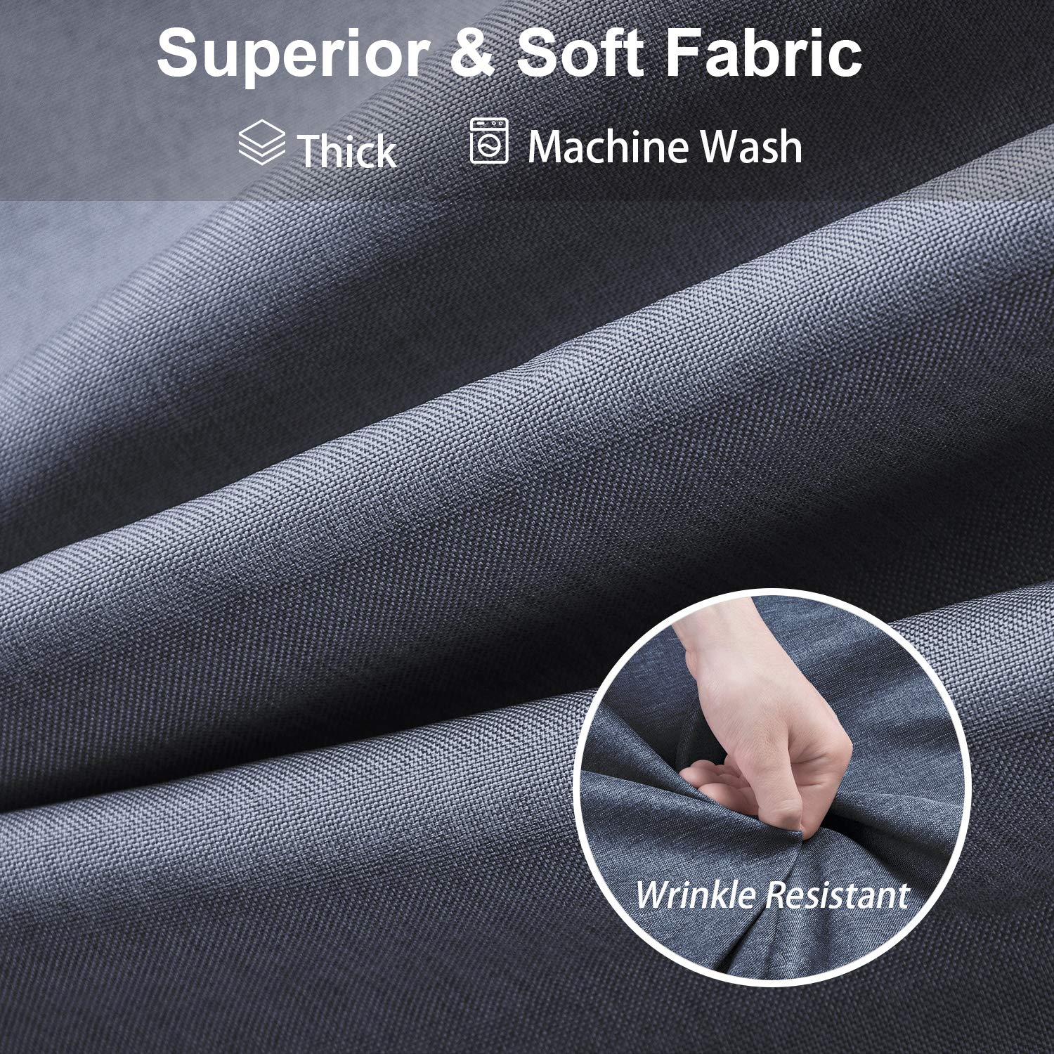 Linen Textured Shower Curtain with Stainless Steel Hooks - 230 GSM Heavy Duty Fabric Bath Curtains, Hotel Luxury Quality, Water Resistant, Machine