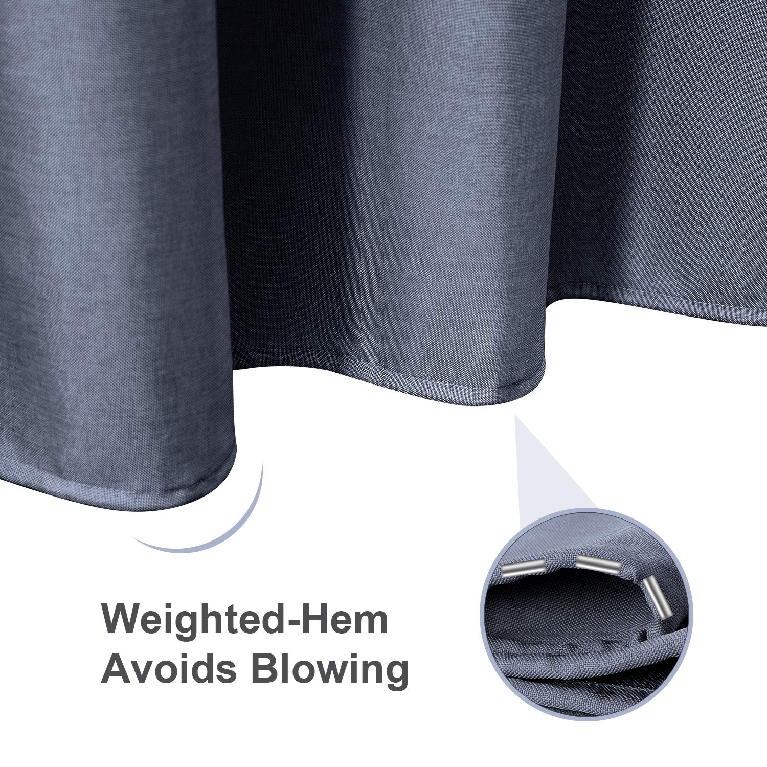 Linen Textured Shower Curtain with Stainless Steel Hooks - 230 GSM Heavy Duty Fabric Bath Curtains, Hotel Luxury Quality, Water Resistant, Machine