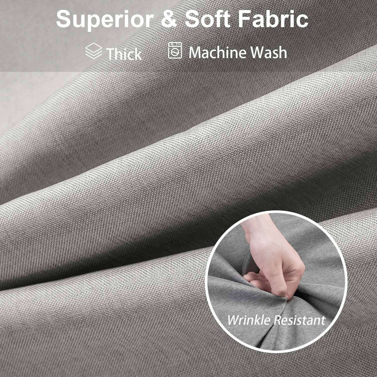 Linen Textured Shower Curtain with Stainless Steel Hooks - 230 GSM Heavy Duty Fabric Bath Curtains, Hotel Luxury Quality, Water Resistant, Machine