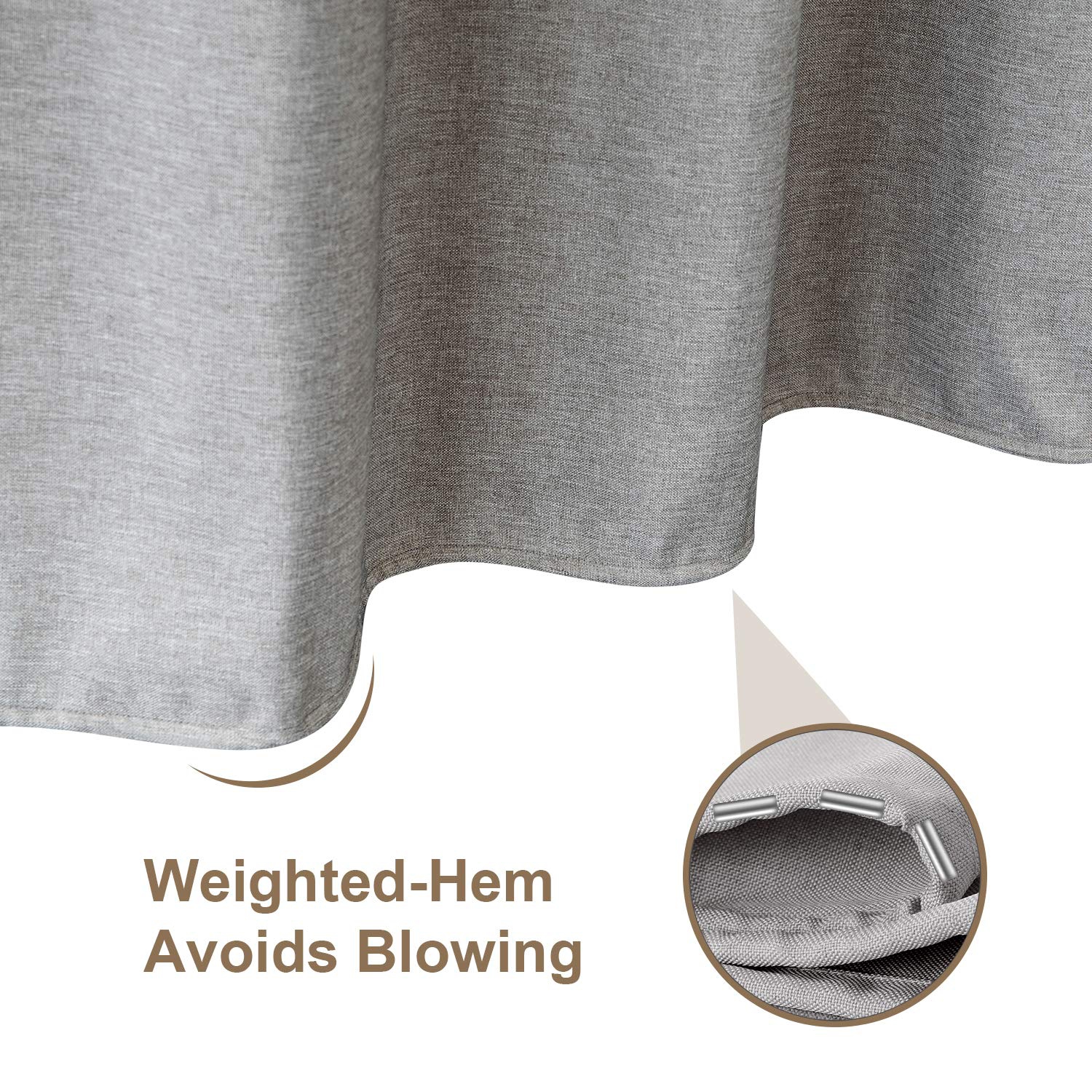 Linen Textured Shower Curtain with Stainless Steel Hooks - 230 GSM Heavy Duty Fabric Bath Curtains, Hotel Luxury Quality, Water Resistant, Machine