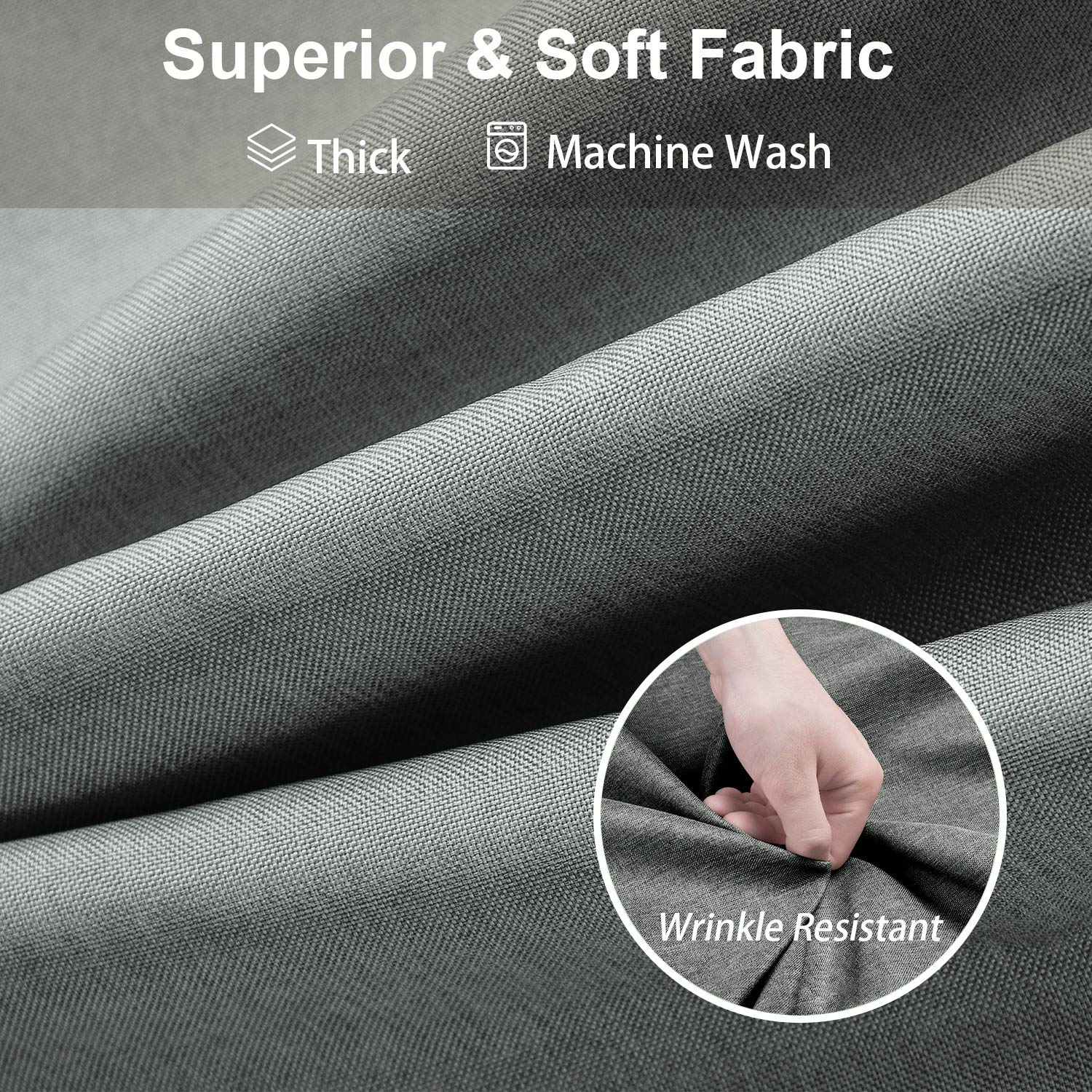 Linen Textured Shower Curtain with Stainless Steel Hooks - 230 GSM Heavy Duty Fabric Bath Curtains, Hotel Luxury Quality, Water Resistant, Machine