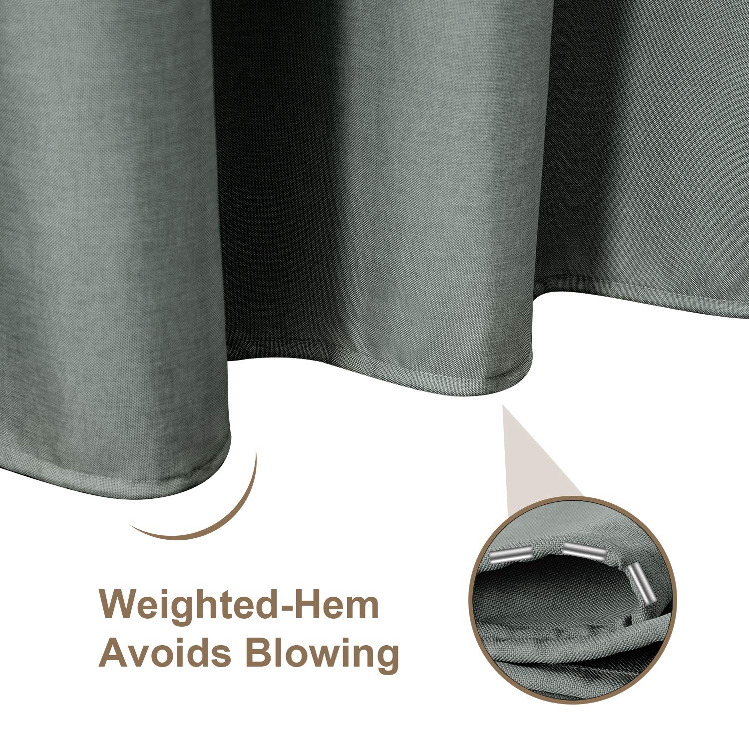 Linen Textured Shower Curtain with Stainless Steel Hooks - 230 GSM Heavy Duty Fabric Bath Curtains, Hotel Luxury Quality, Water Resistant, Machine