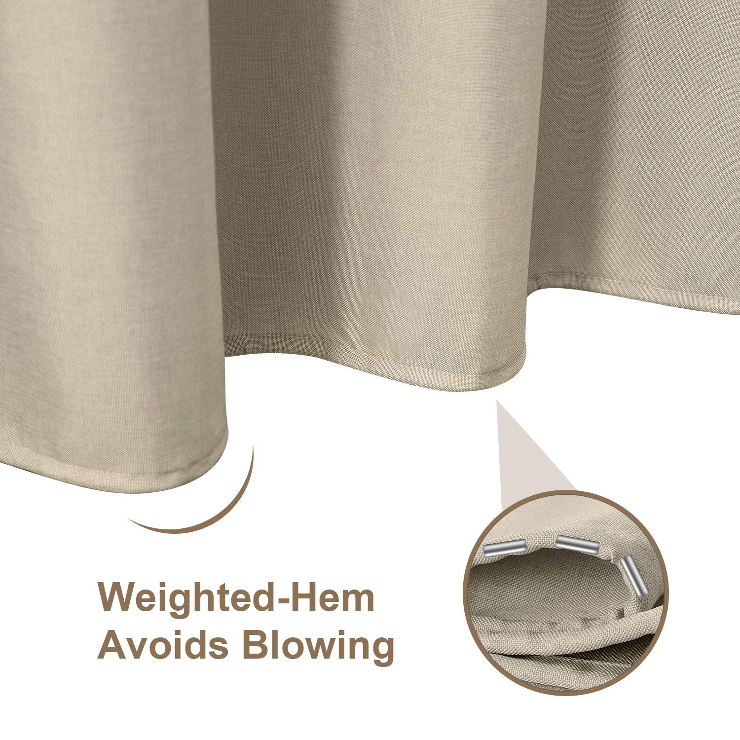 Linen Textured Shower Curtain with Stainless Steel Hooks - 230 GSM Heavy Duty Fabric Bath Curtains, Hotel Luxury Quality, Water Resistant, Machine