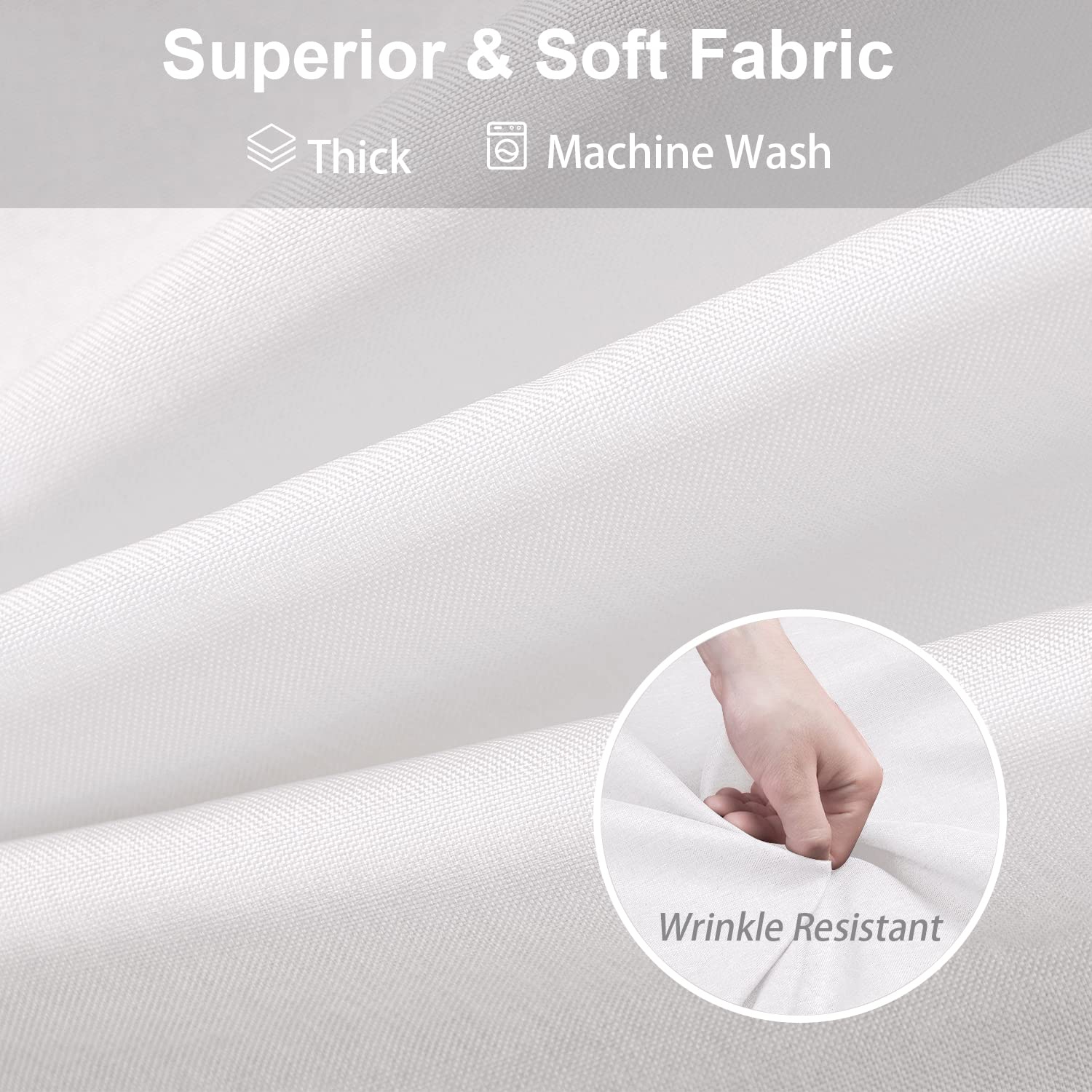 Linen Textured Shower Curtain with Stainless Steel Hooks - 230 GSM Heavy Duty Fabric Bath Curtains, Hotel Luxury Quality, Water Resistant, Machine