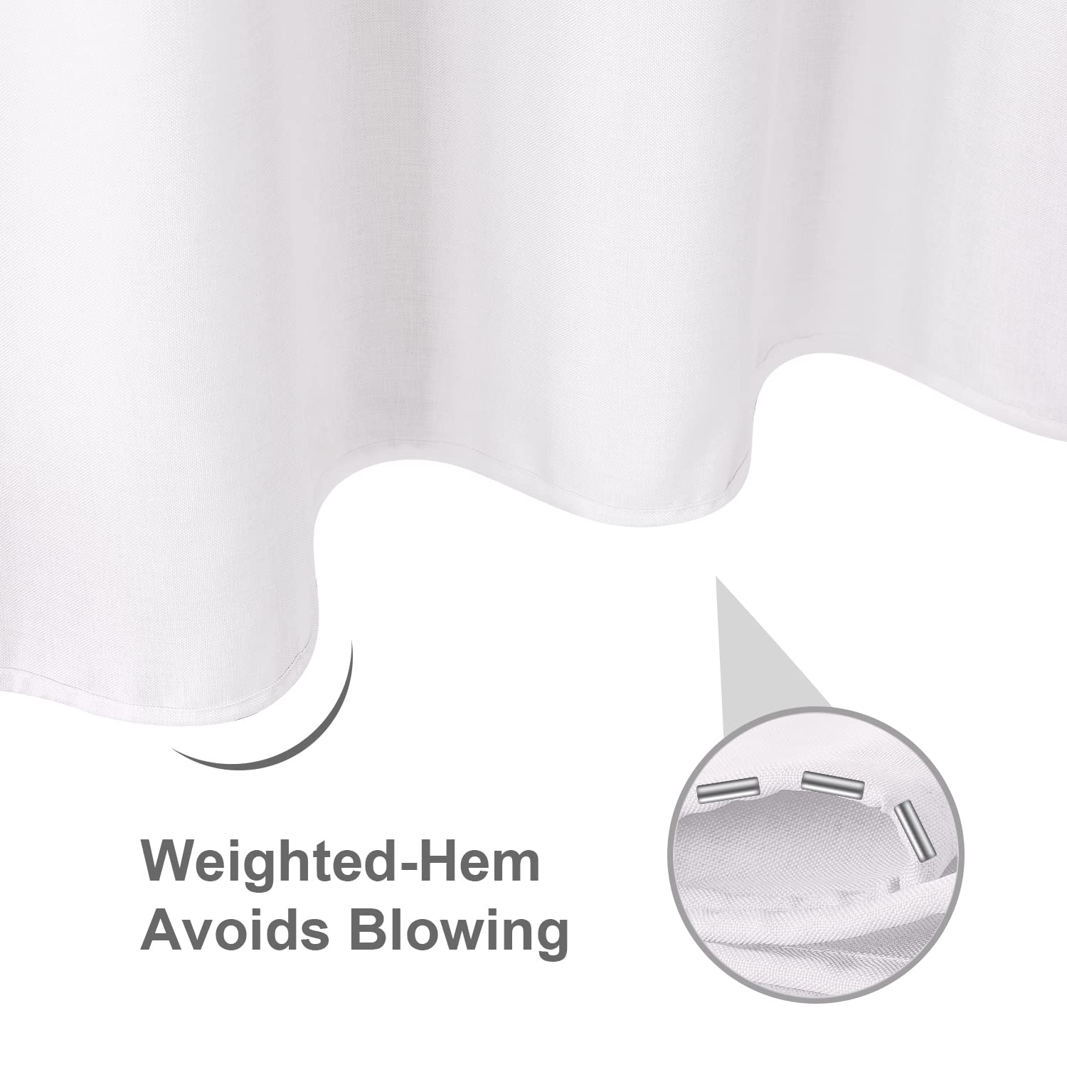 Linen Textured Shower Curtain with Stainless Steel Hooks - 230 GSM Heavy Duty Fabric Bath Curtains, Hotel Luxury Quality, Water Resistant, Machine