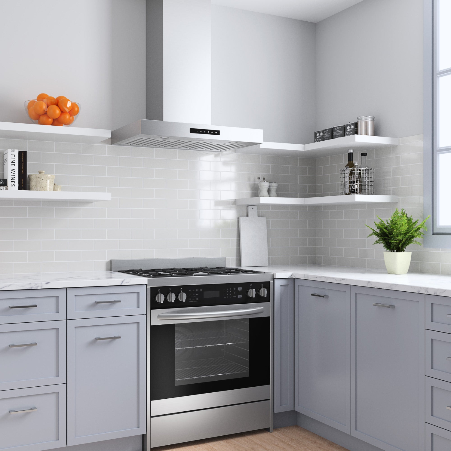 Hotte murale rectangulaire de 30 po moderne d'Ancona avec veilleuse&nbsp;