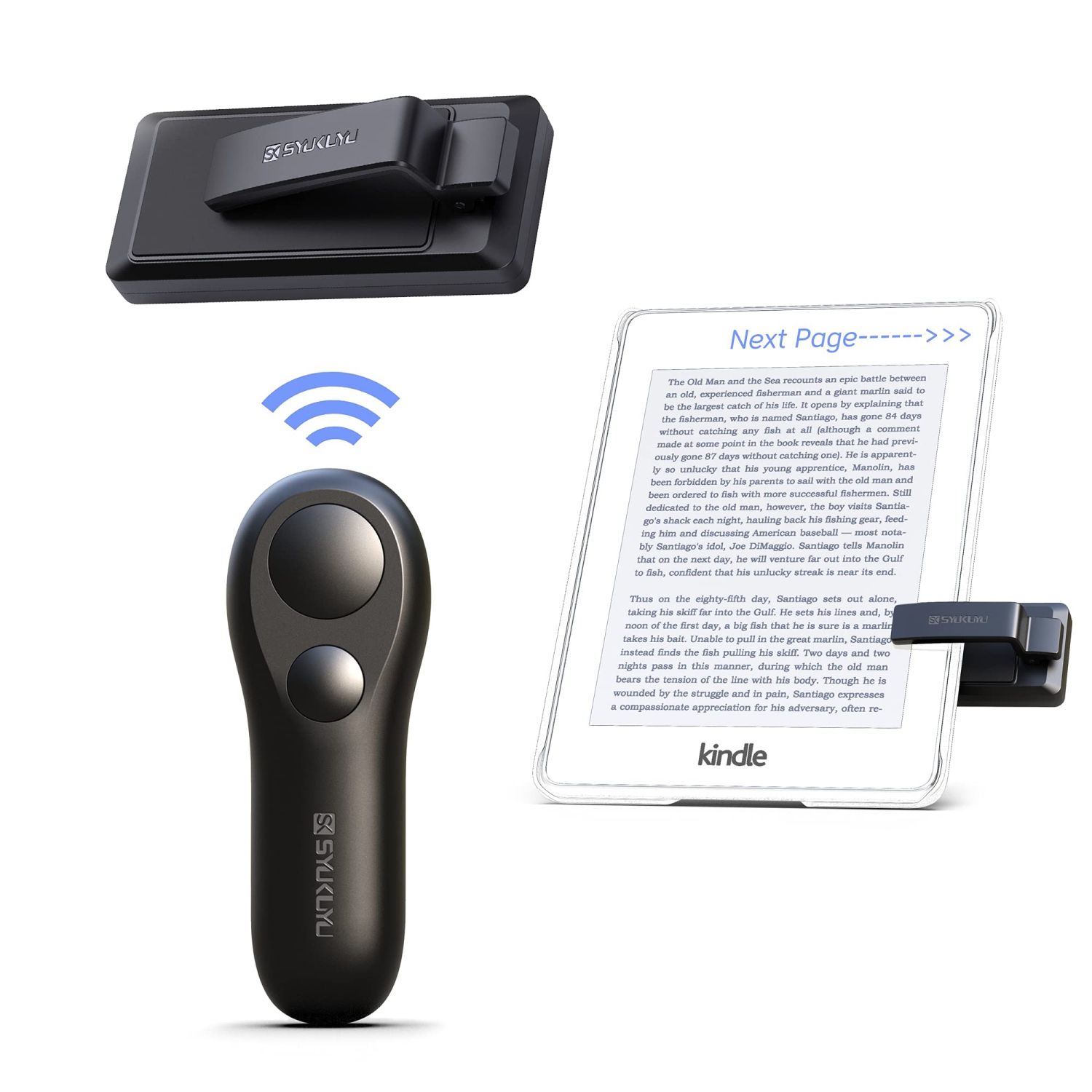 RF Remote Control Page Turner for Kindle Reading Ipad Surface Comics, iPhone Android Tablets Reading Novels Taking Photos