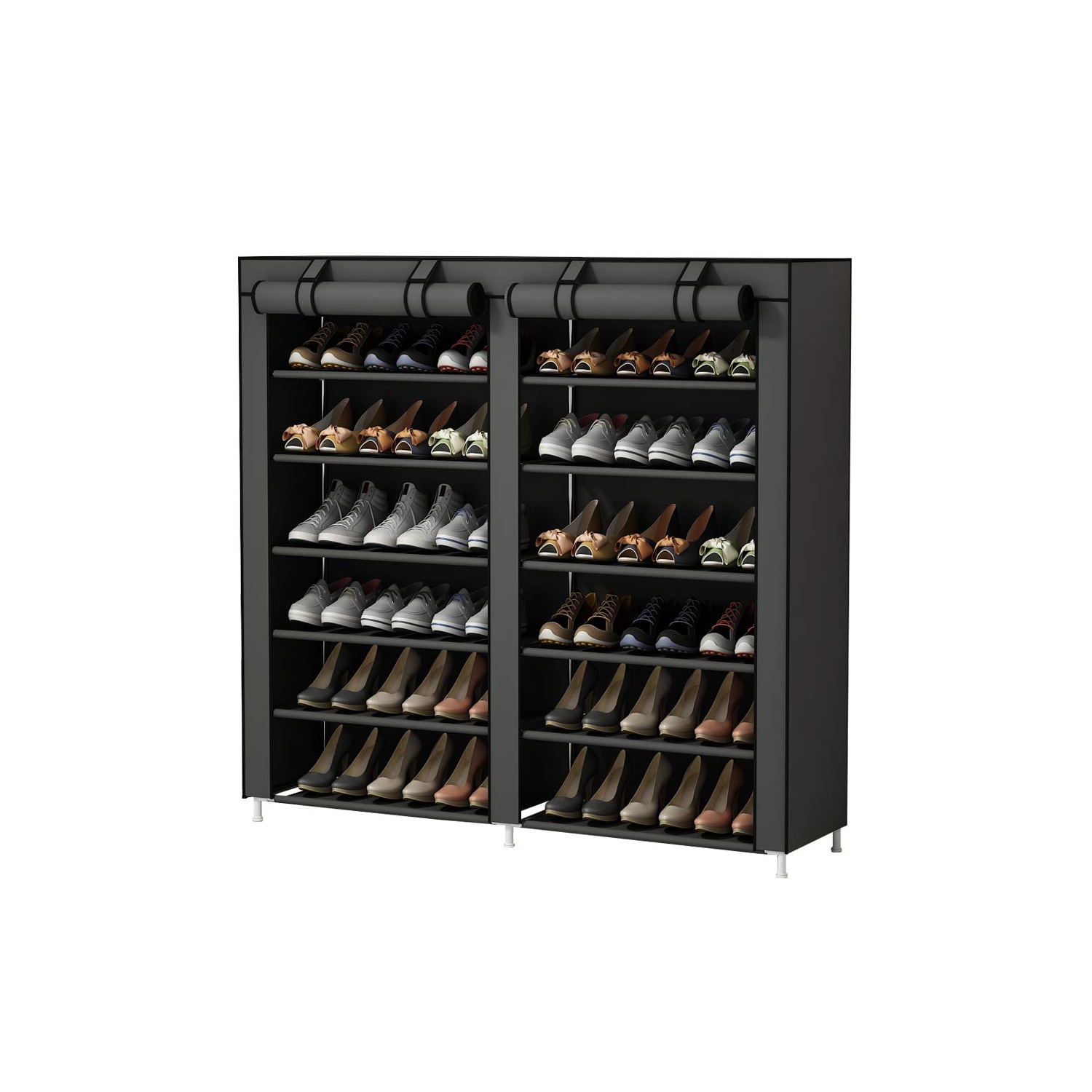 Shoe Rack Portable Storage Free Standing Shoe Organizer with Non-Woven Fabric Cover,Grey