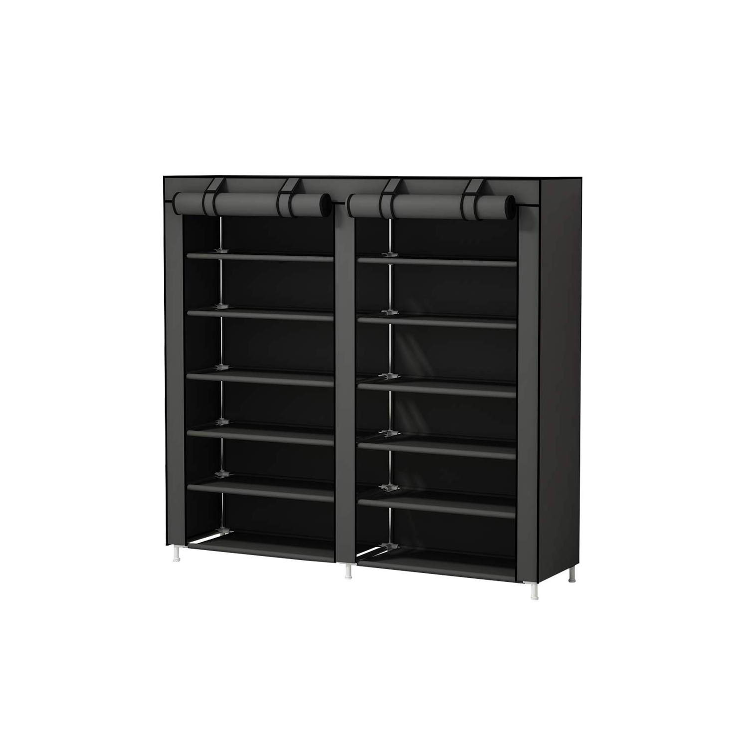 Shoe Rack Portable Storage Free Standing Shoe Organizer with Non-Woven Fabric Cover,Grey