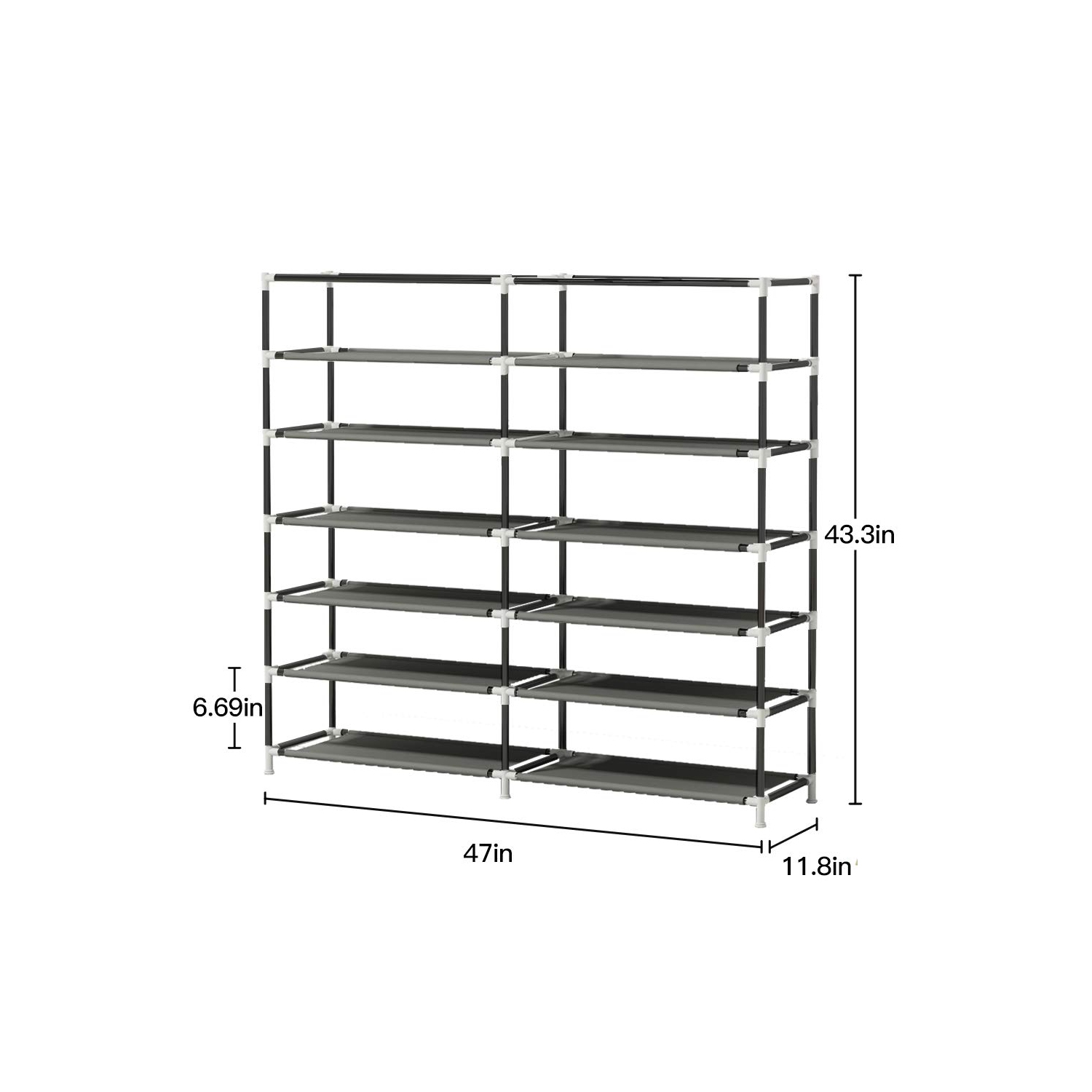 Shoe Rack Portable Storage Free Standing Shoe Organizer with Non-Woven Fabric Cover,Grey