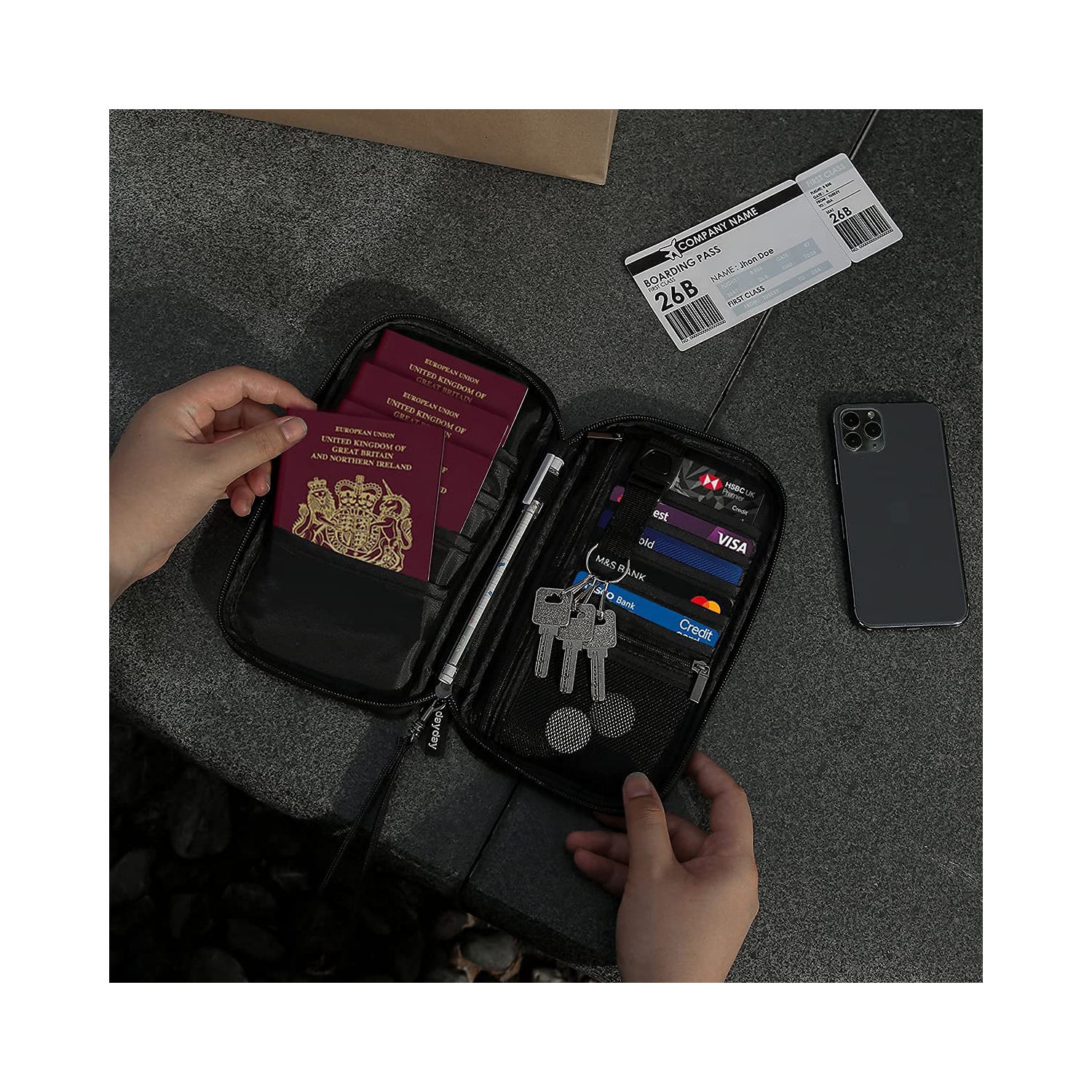 Portefeuille Travel Essentials pour accessoires volants famille porte-passeport étui pochette de rangement avec blocage RFID avion document vacances