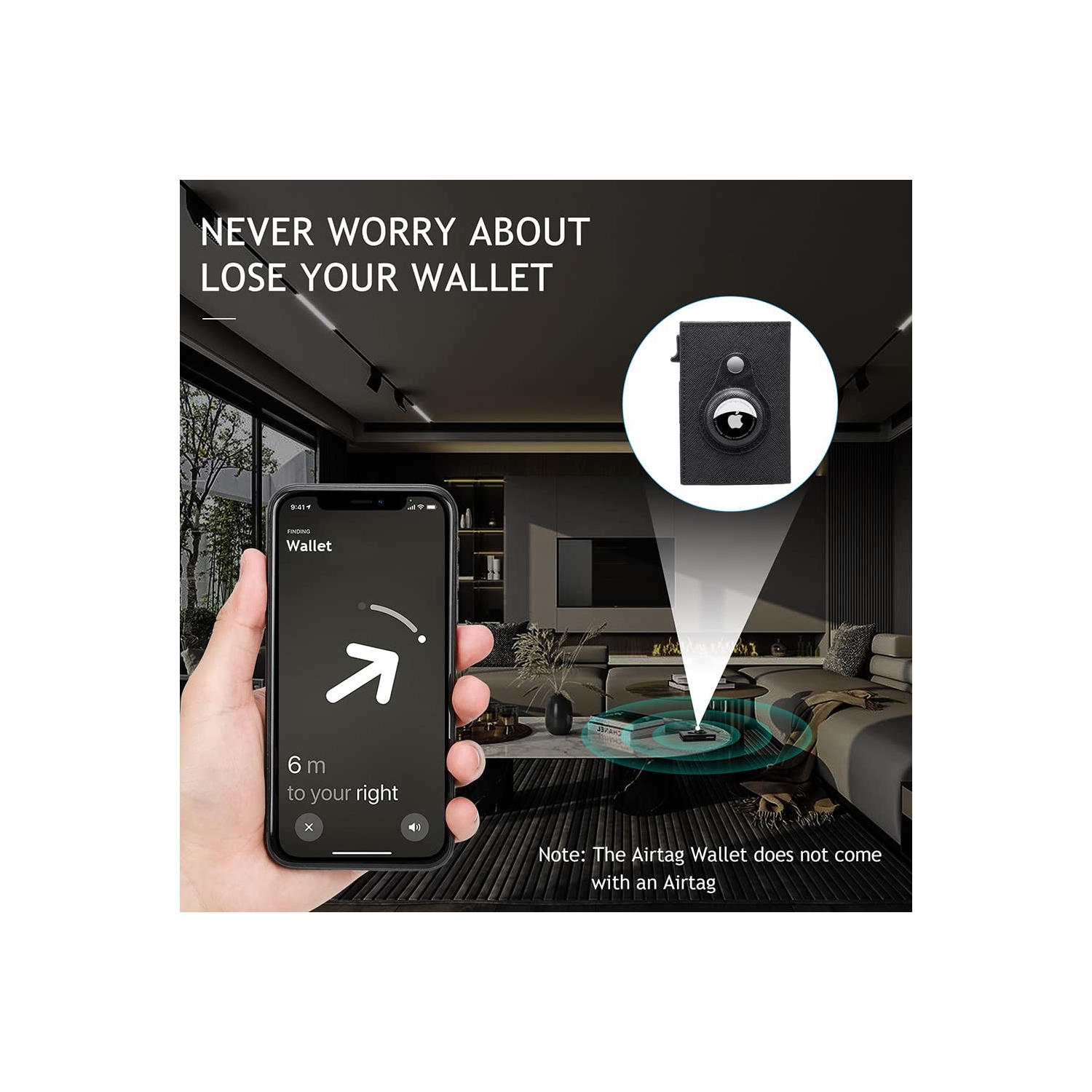 Airtag Wallet Men Smart Wallet Slim Minimalist RFID Front Pocket Wallet with Airtag Holder Metal Money Card Holder