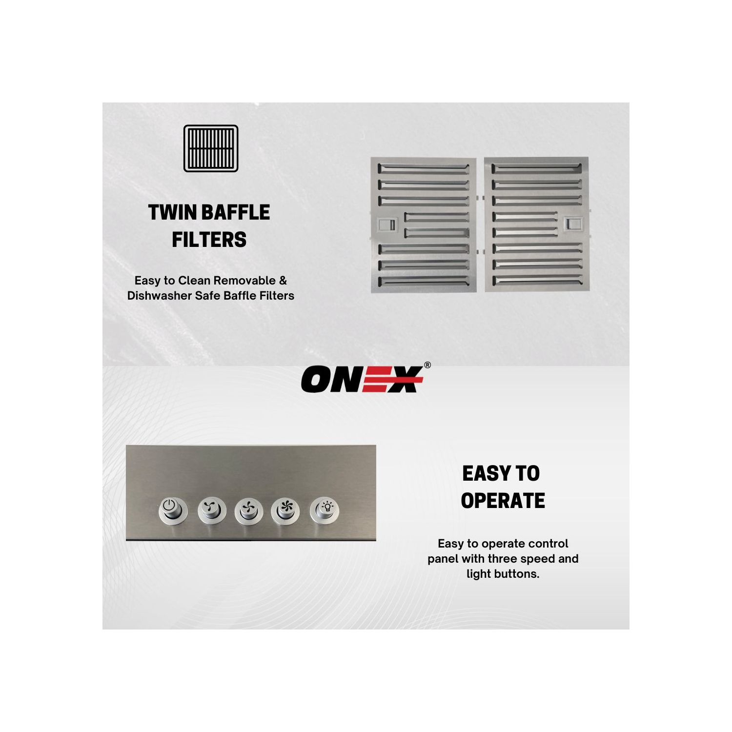 Hotte de dessous d'armoire en acier inoxydable ONEX® OIN236 36&nbsp;po.