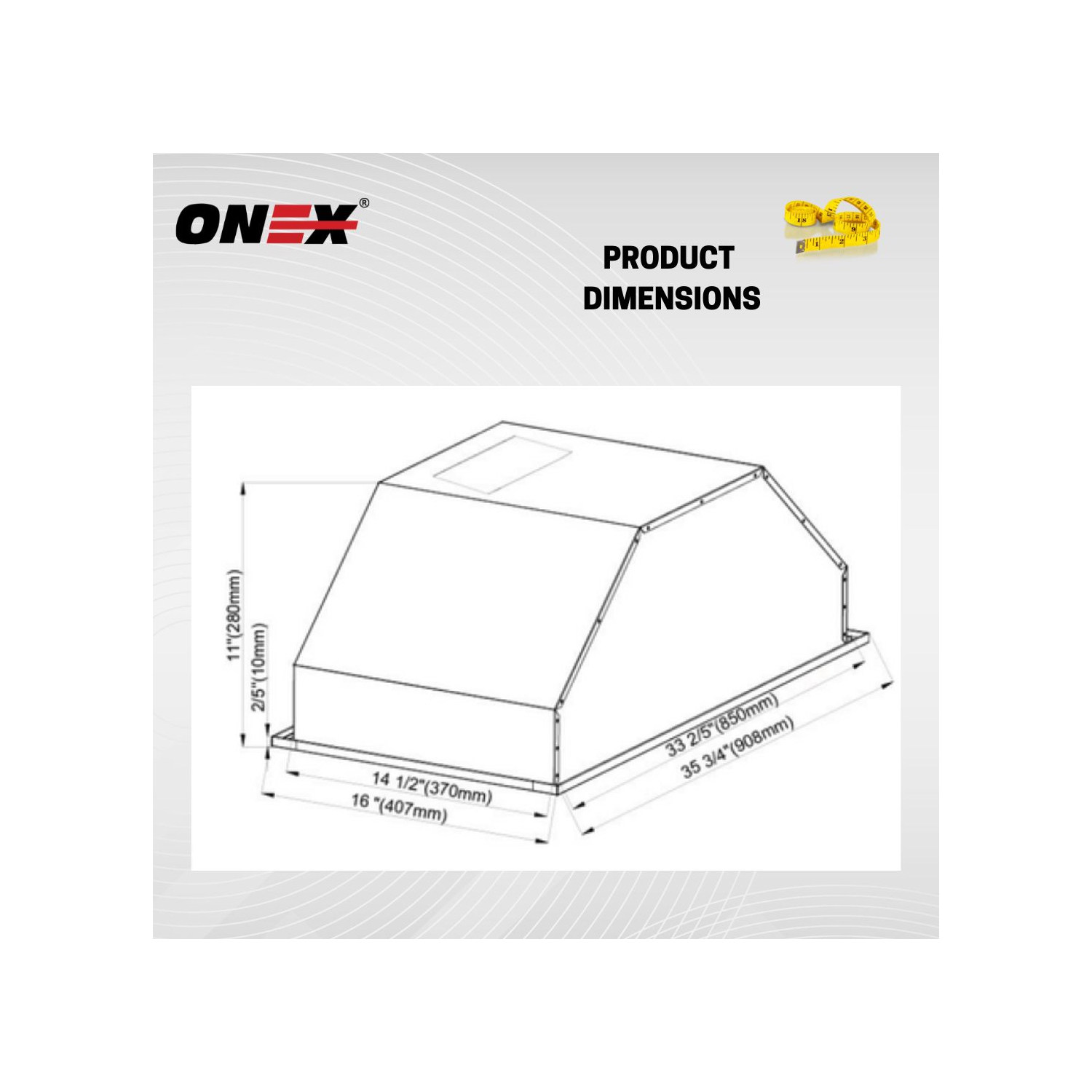 Hotte de dessous d'armoire en acier inoxydable ONEX® OIN236 36&nbsp;po.