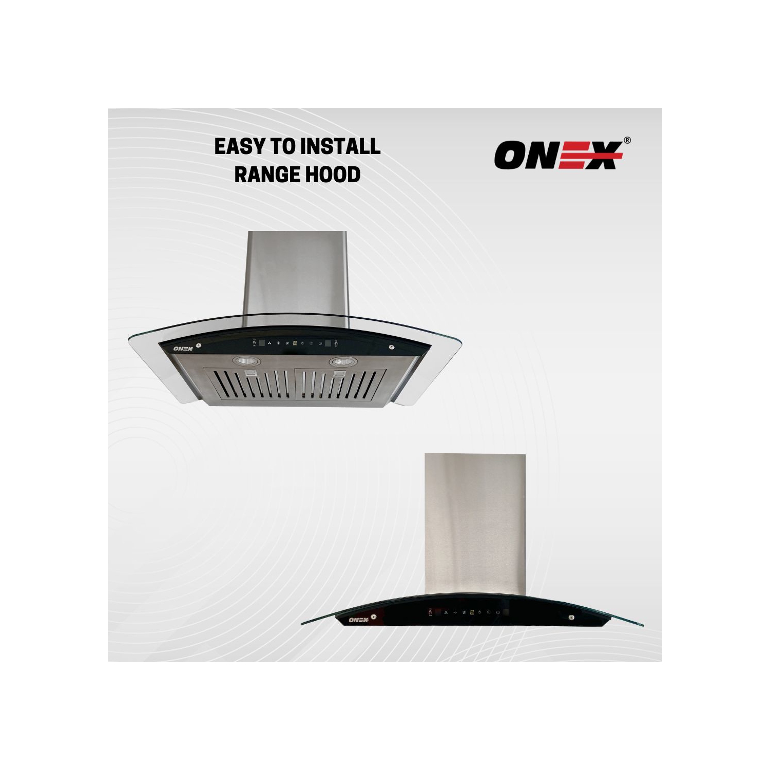 Hotte murale en acier inoxydable noir ONEX® OGF336-BL 36&nbsp;po.