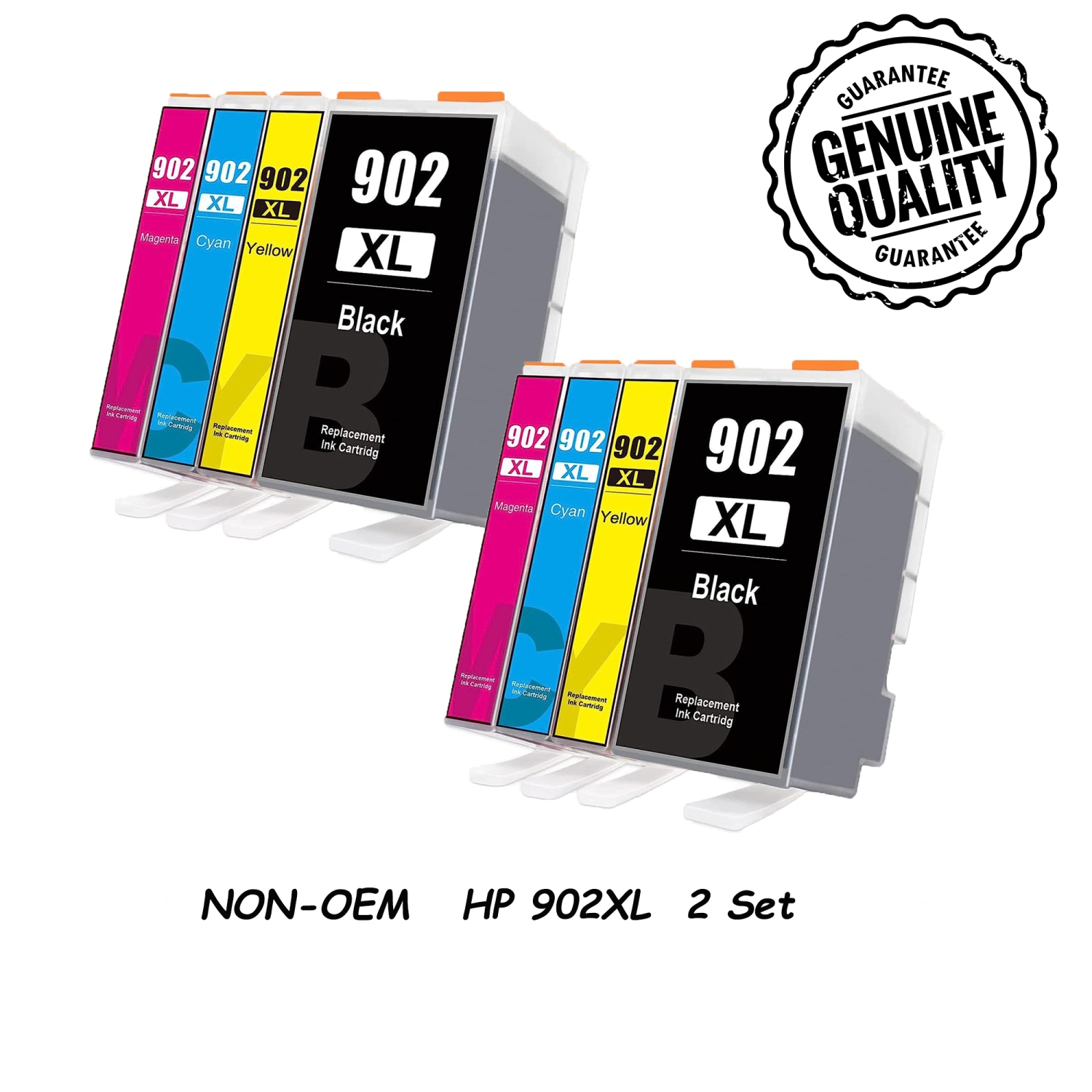 [New Chip] 2 Set Compatible HP 902 XL Ink Cartridges 902XL High Yield - HP OfficeJet 6950,6951,6954,6956,6962,6958,6900,6960,6965,6968,6970,6975,6978,6979,6961,6966, 6971