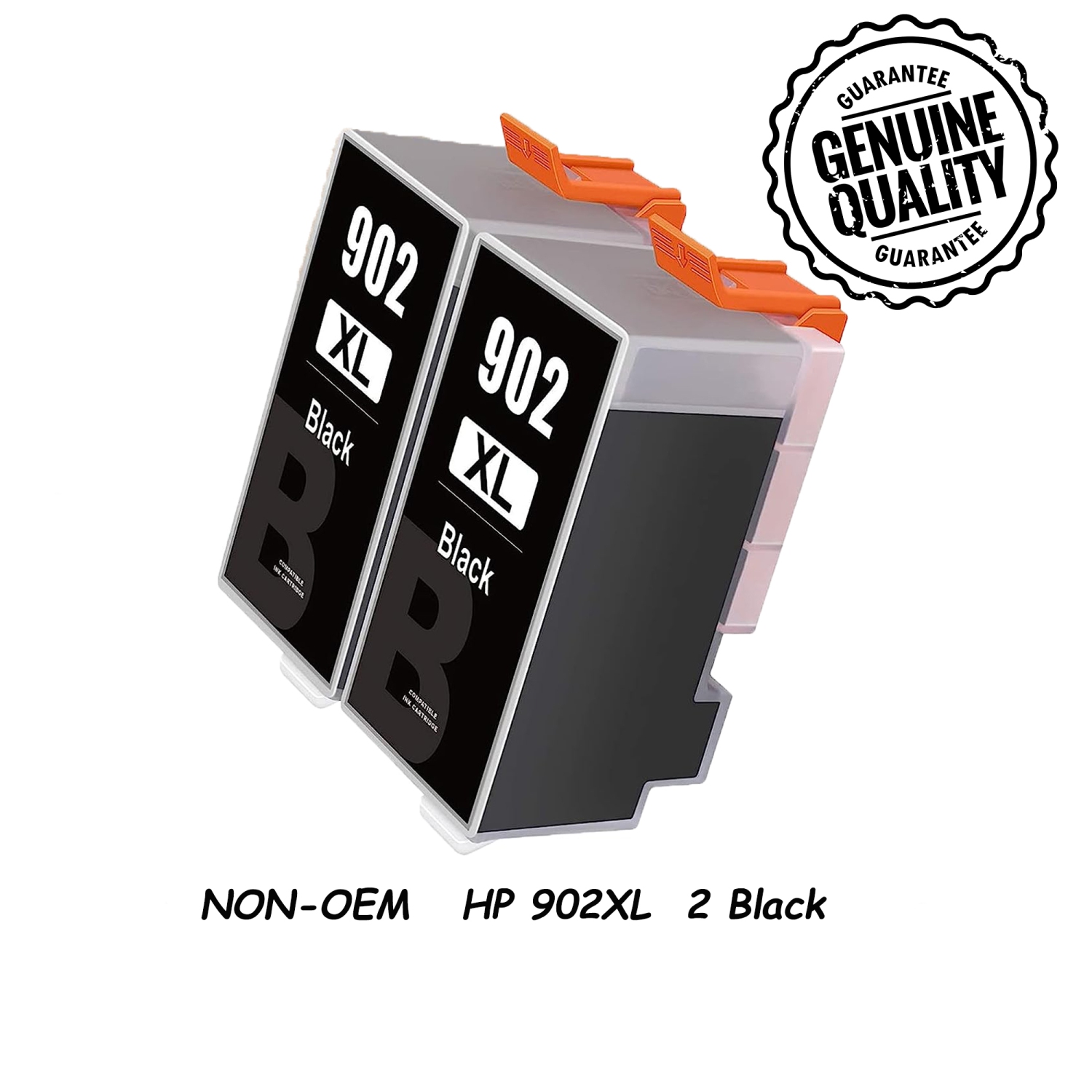 [New Chip] 2 Black Compatible HP 902 XL Ink Cartridges 902XL High Yield - HP OfficeJet 6950,6951,6954,6956,6962,6958,6900,6960,6965,6968,6970,6975,6978,6979,6961,6966, 6971