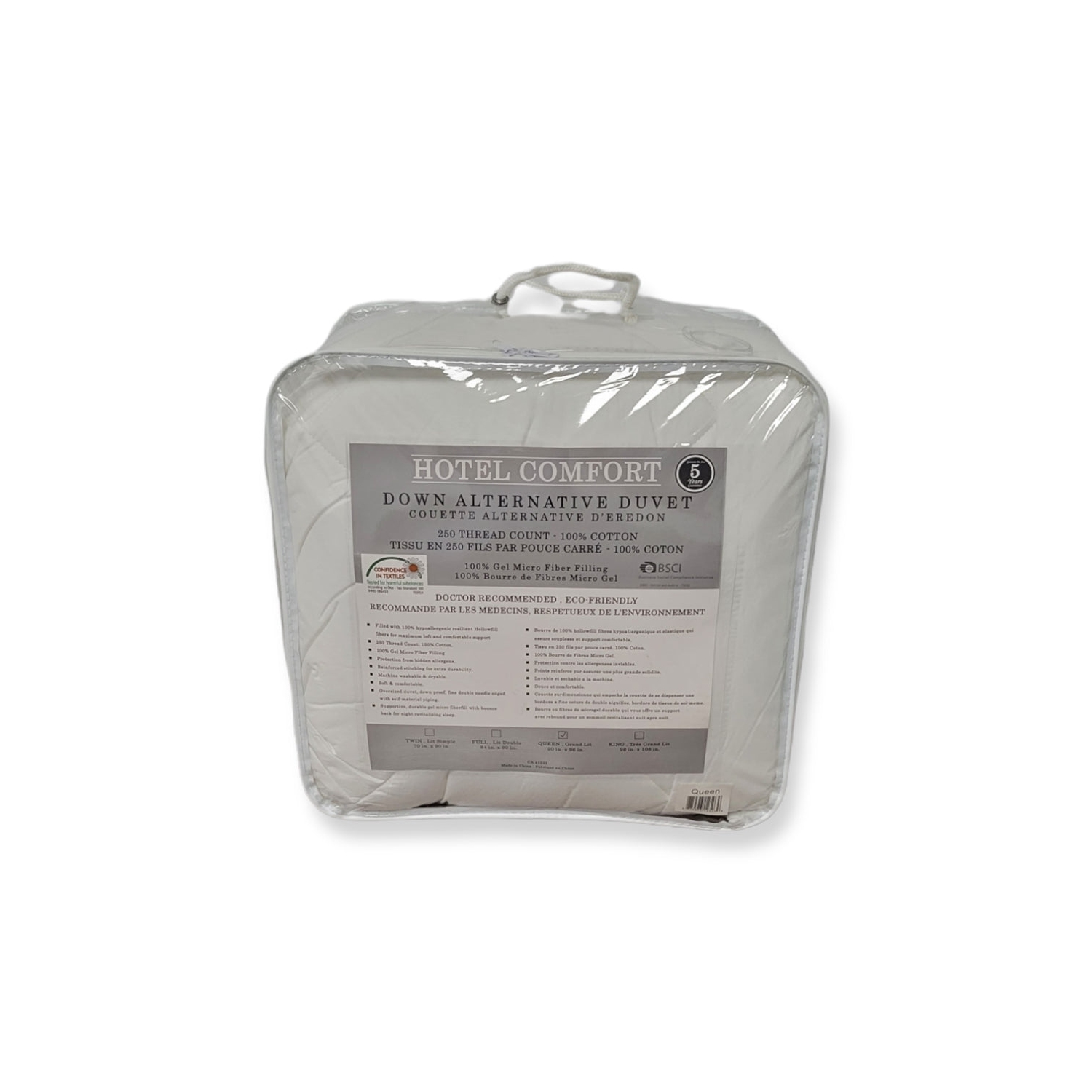 Cotton House - Hotel Comfort Synthetic Duvet, 100% Cotton, 100% MicroGel Fiber 3D Filling, King Size, White