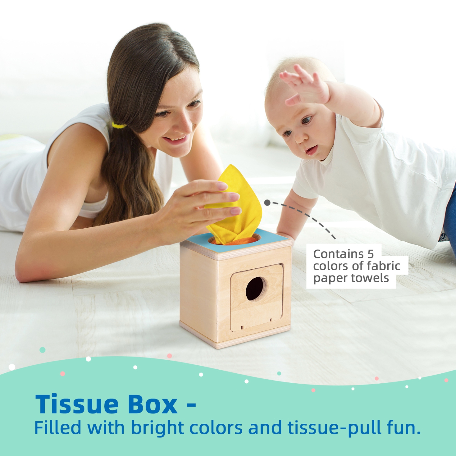 TOOKYLAND Early Learning Toy Bundle - 6 in 1 Box Educational Montessori Play Set; Wooden Baby Toys 0-6 Months Old