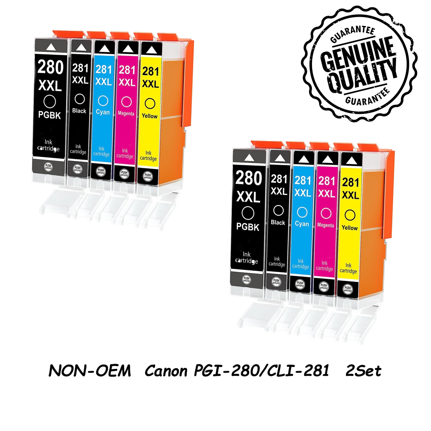 2Set remplacement compatible pour Canon 280 281 PGI-280XXL CLI-281XXL haut rendement - Canon PIXMA TR7520 TR7620 TR8520 TR8620 TS6120 TS6220 TS6320