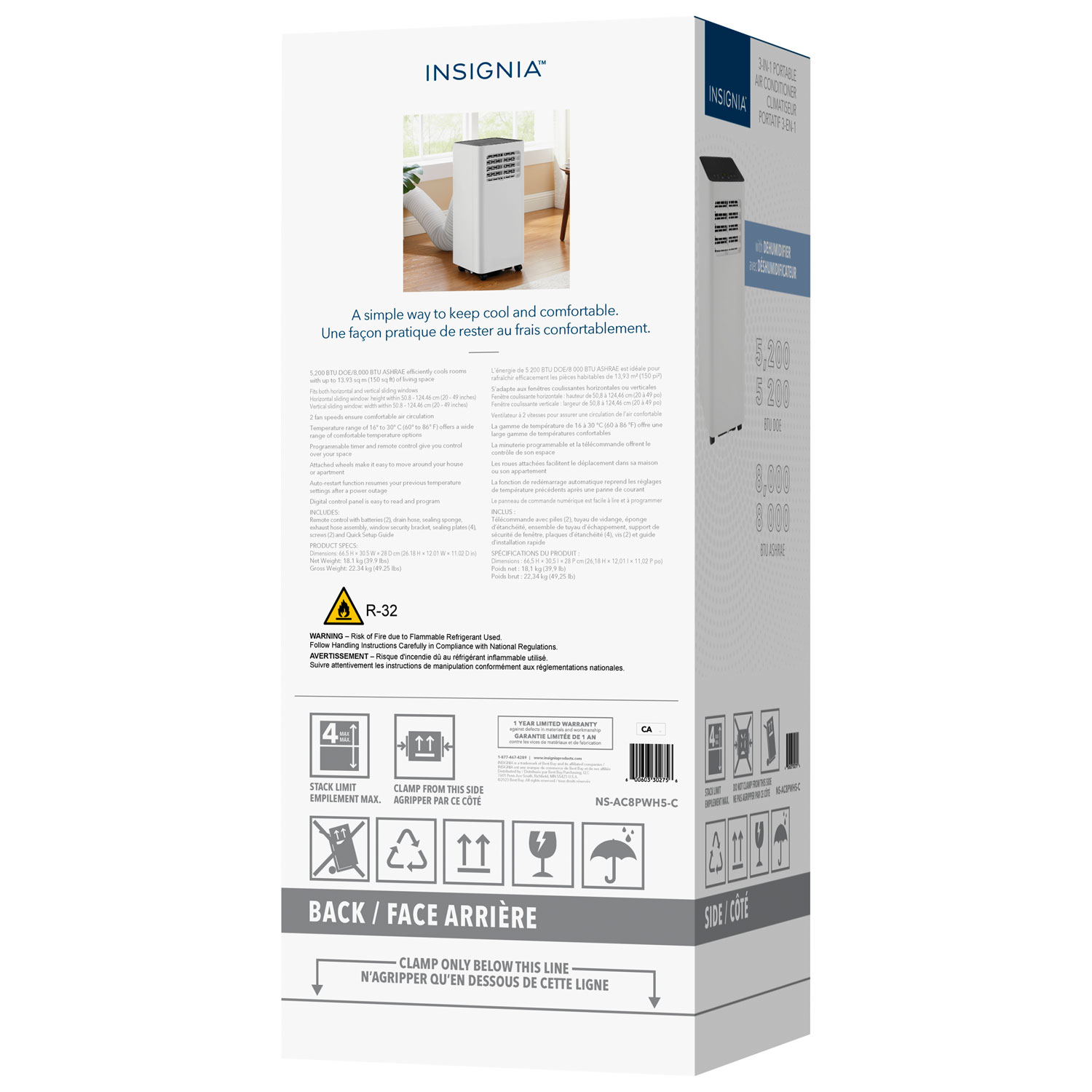 Climatiseur portatif d'Insignia - 8000 BTU - Blanc/Noir - Exclusivité de Best Buy
