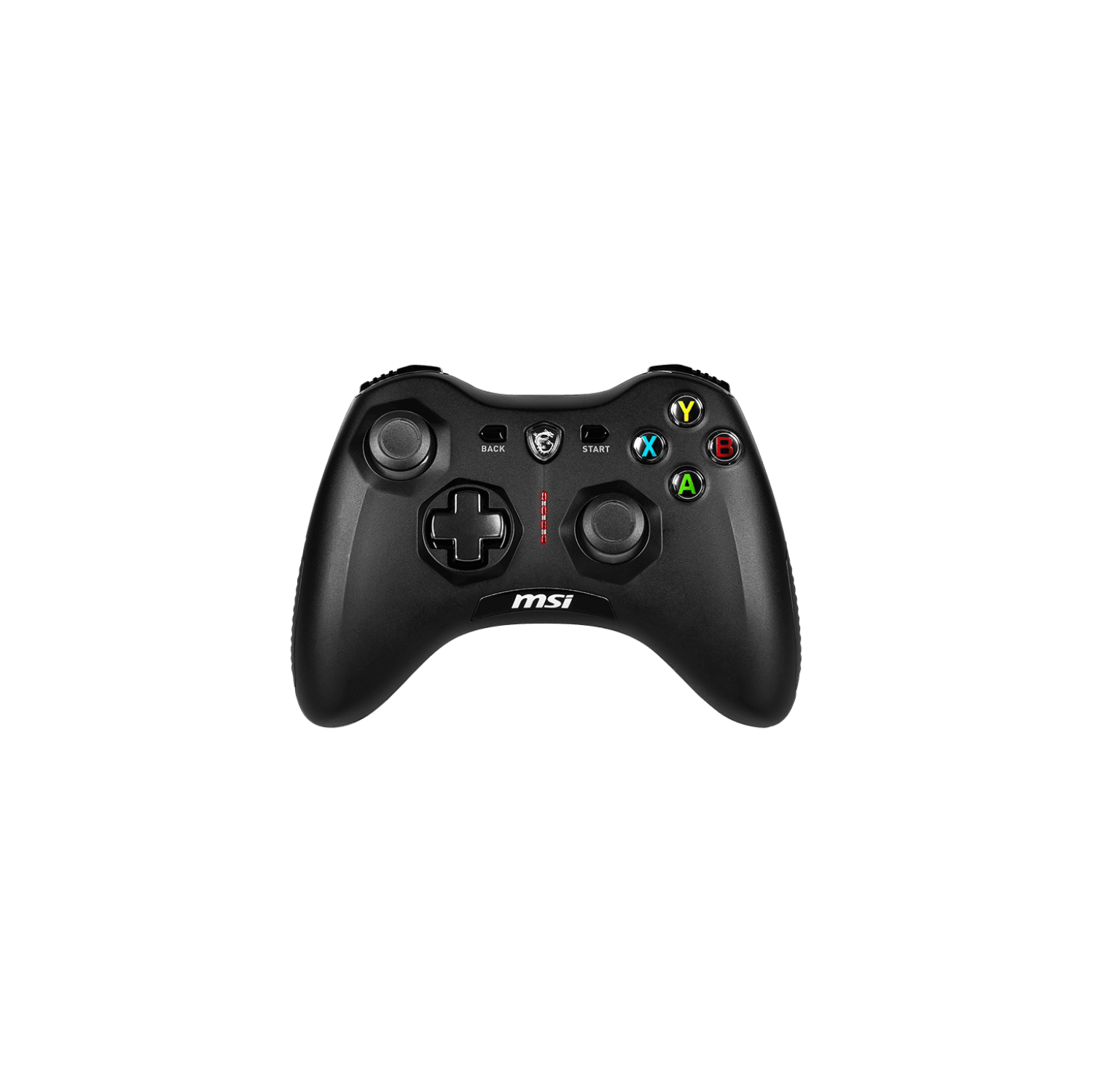 Manette de jeu sans fil noire Force GC30 V2 de MSI, deux moteurs de vibration, deux modes de connexion, Interchangable D-Pad, compatible avec PC et