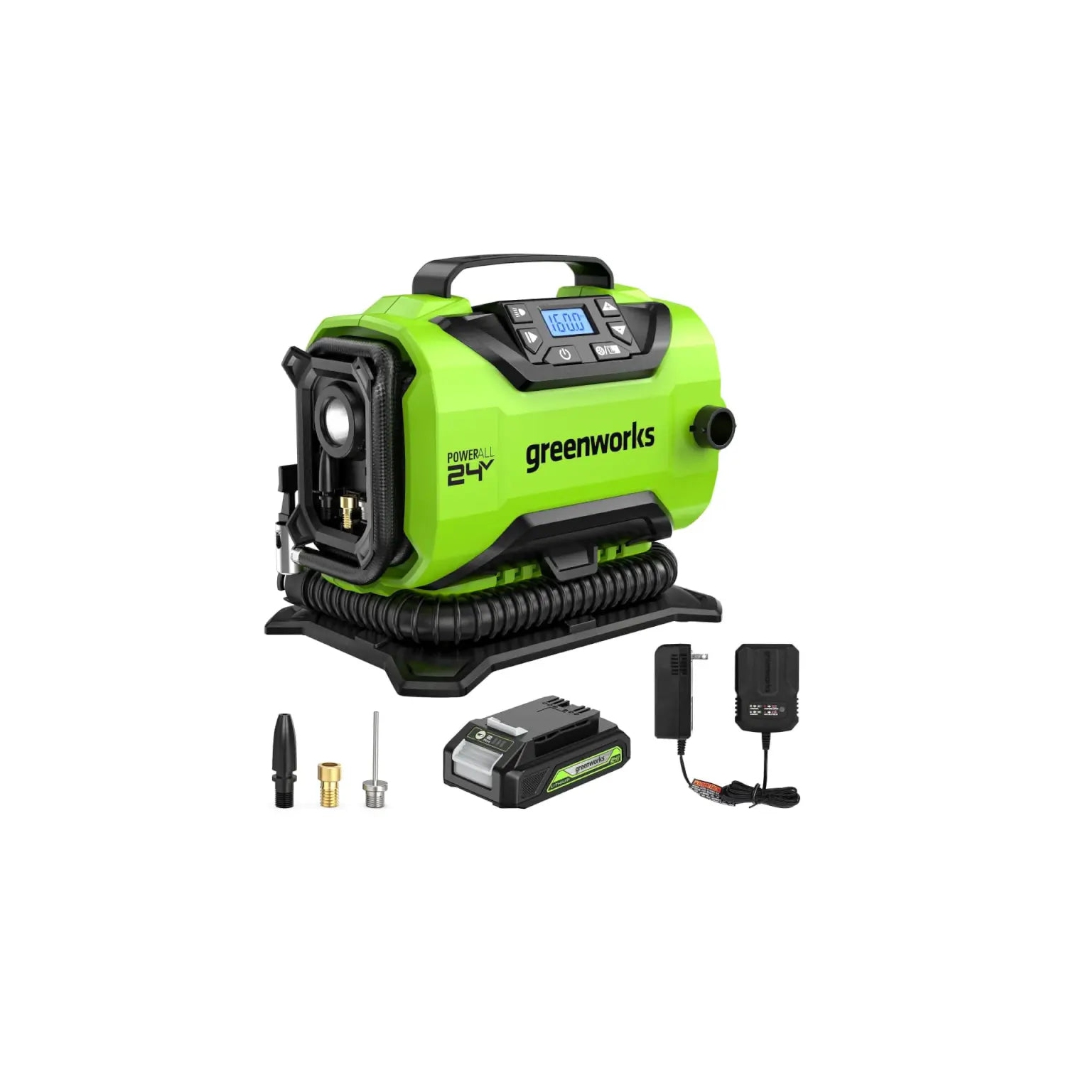 Compresseur d'air portatif 24&nbsp;V – pompe à air sans fil pour pneus, pression maximale de 160 lb/po2, batterie de 2,0Ah V incluse