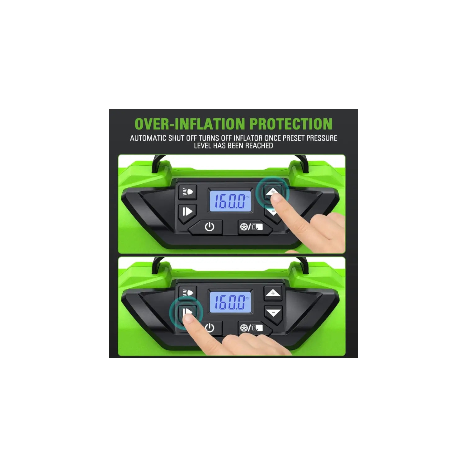 Compresseur d'air portatif 24 V – pompe à air sans fil pour pneus, pression maximale de 160 lb/po2, batterie de 2,0Ah V incluse