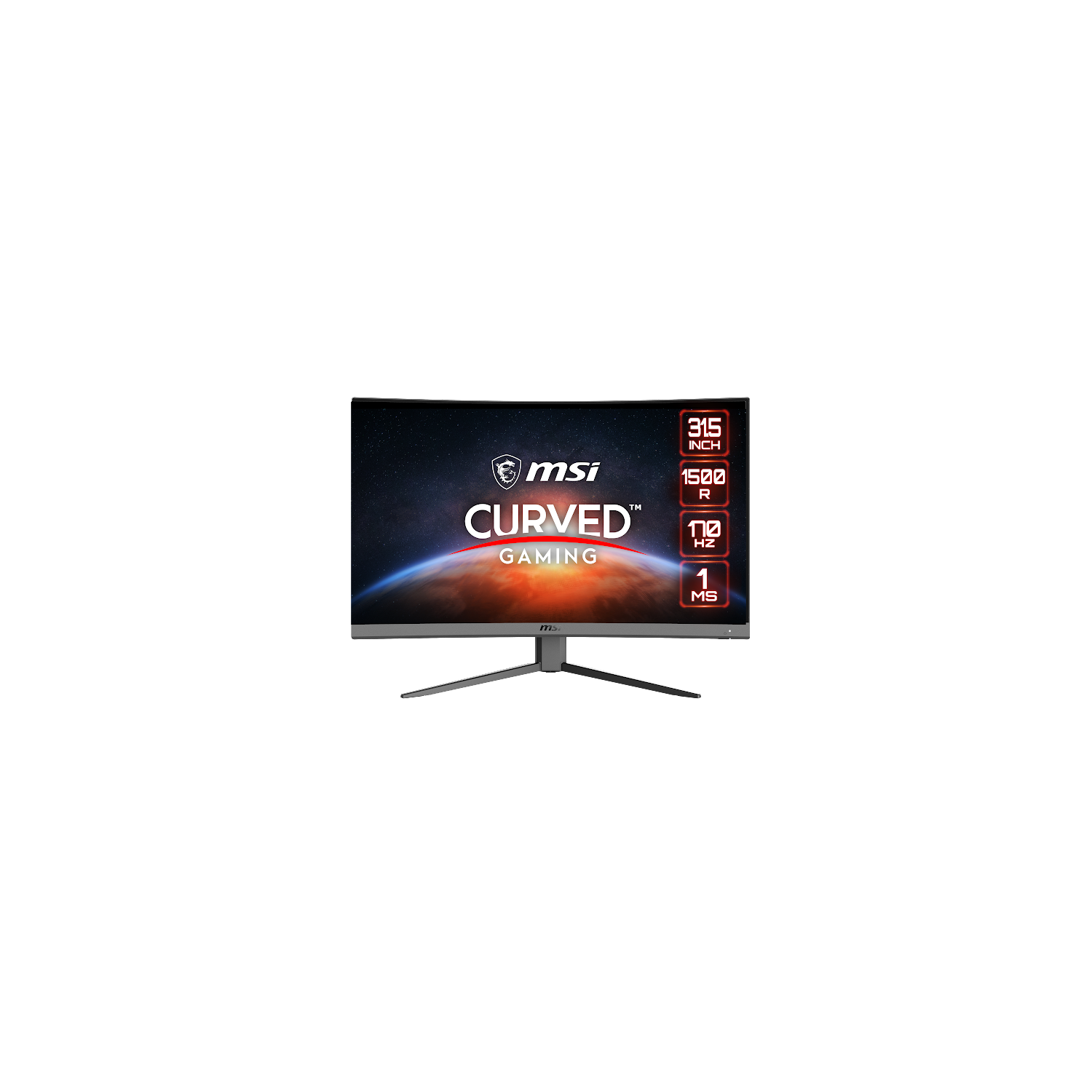 MSI 32" 1500R Curved Gaming Monitor, 1ms, 170Hz, QHD 2560 x 1440, 16:9, Tilt, Super Narrow Bezel, VA, AMD FreeSync, G32CQ4 E2