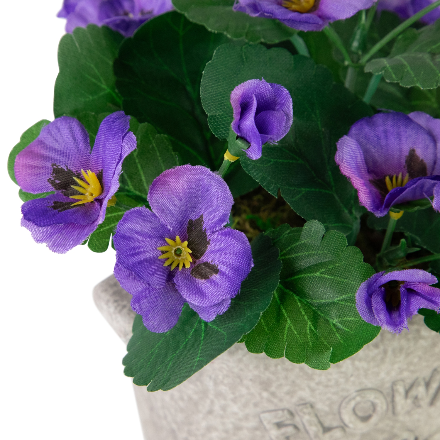Pansy Artificial Floral Arrangement in "Flowers & Garden" Pot - 7" - Purple