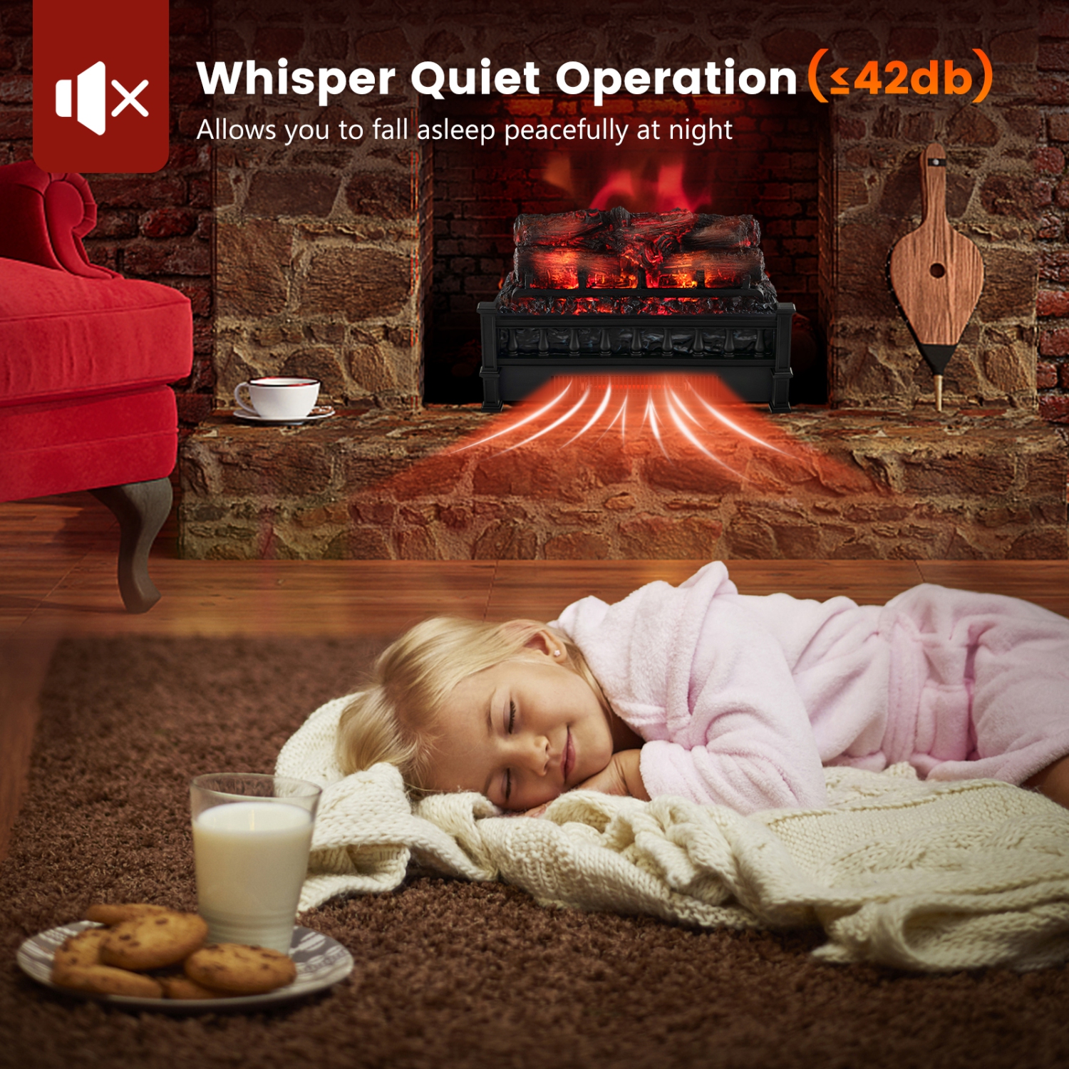 Topbuy – chauffe-bûches électrique de 20 po avec protection réglable contre la surchauffe, lit Pinewood Ember réaliste