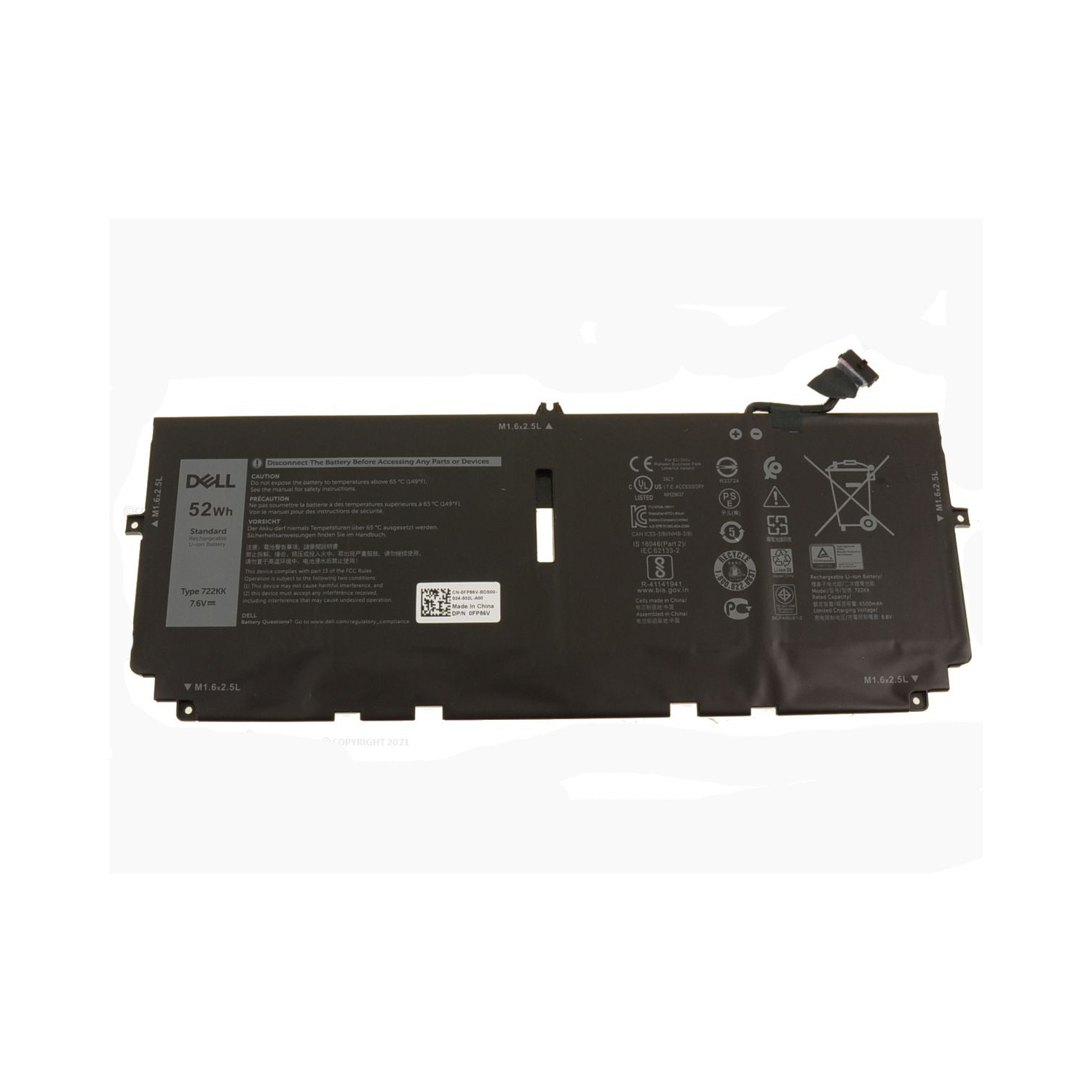 New Genuine Dell XPS 13 9300 9310 Battery 52WH