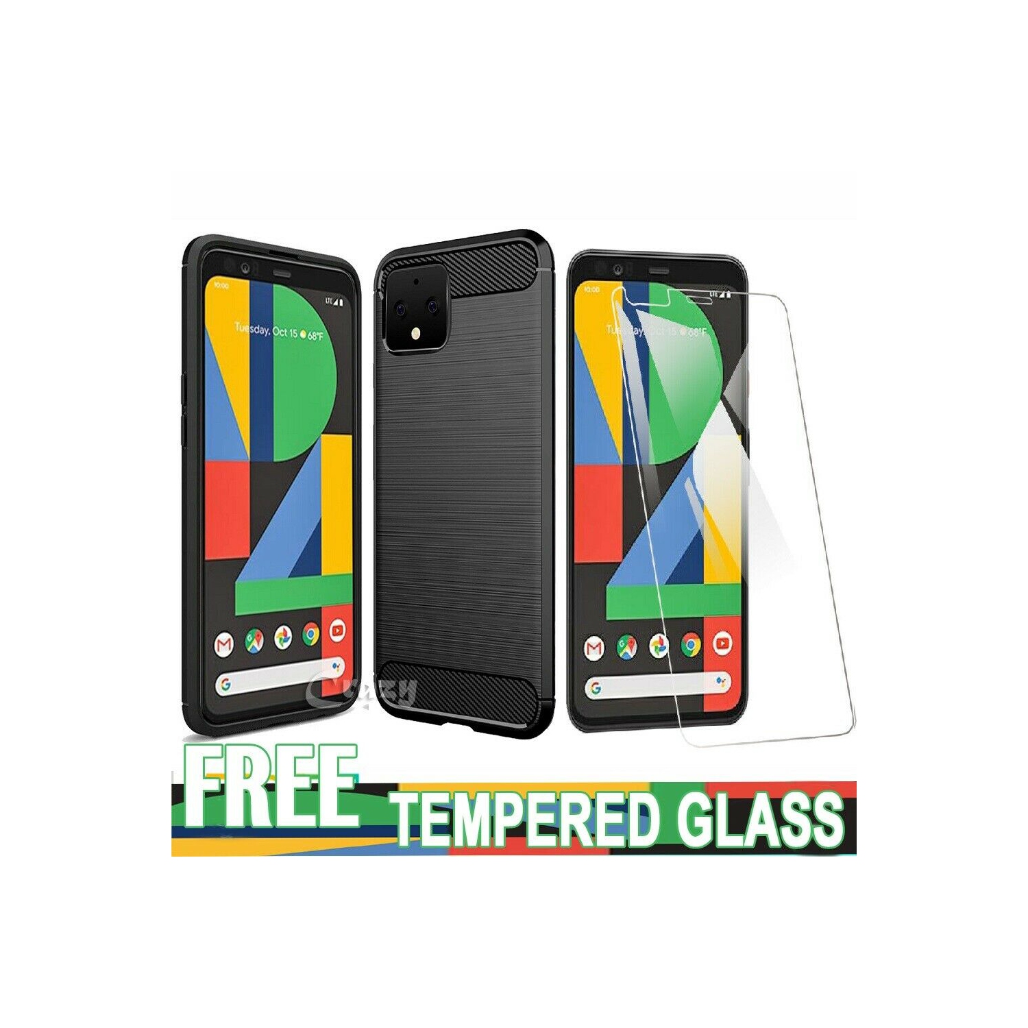 SuperShield for Google Pixel 4 Case With Screen Protector, Soft Silicone Protection Shockproof Phone Case Cover for Google Pixel 4