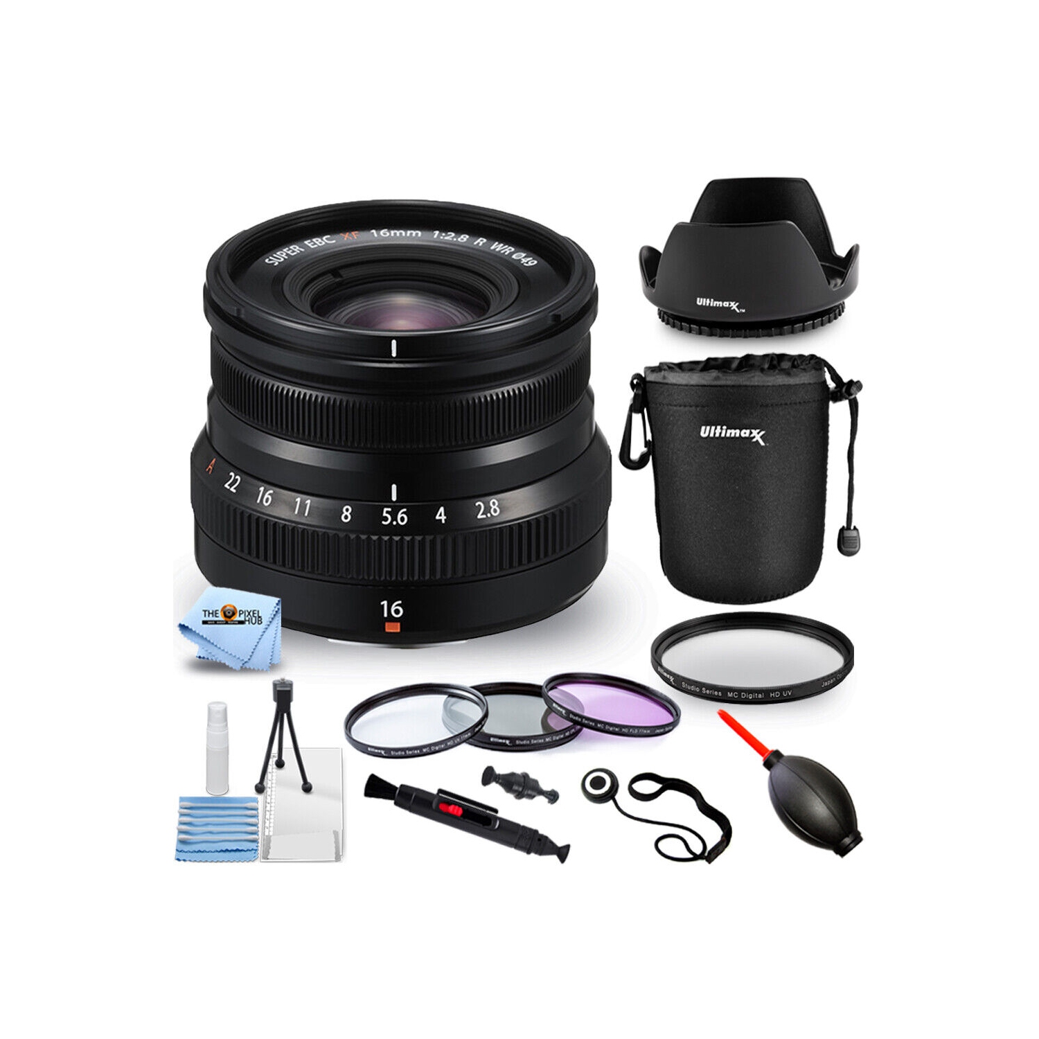 Objectif XF 16&nbsp;mm f/2,8 R WR de FUJIFILM 16611655 - Ensemble d'accessoires 10PC