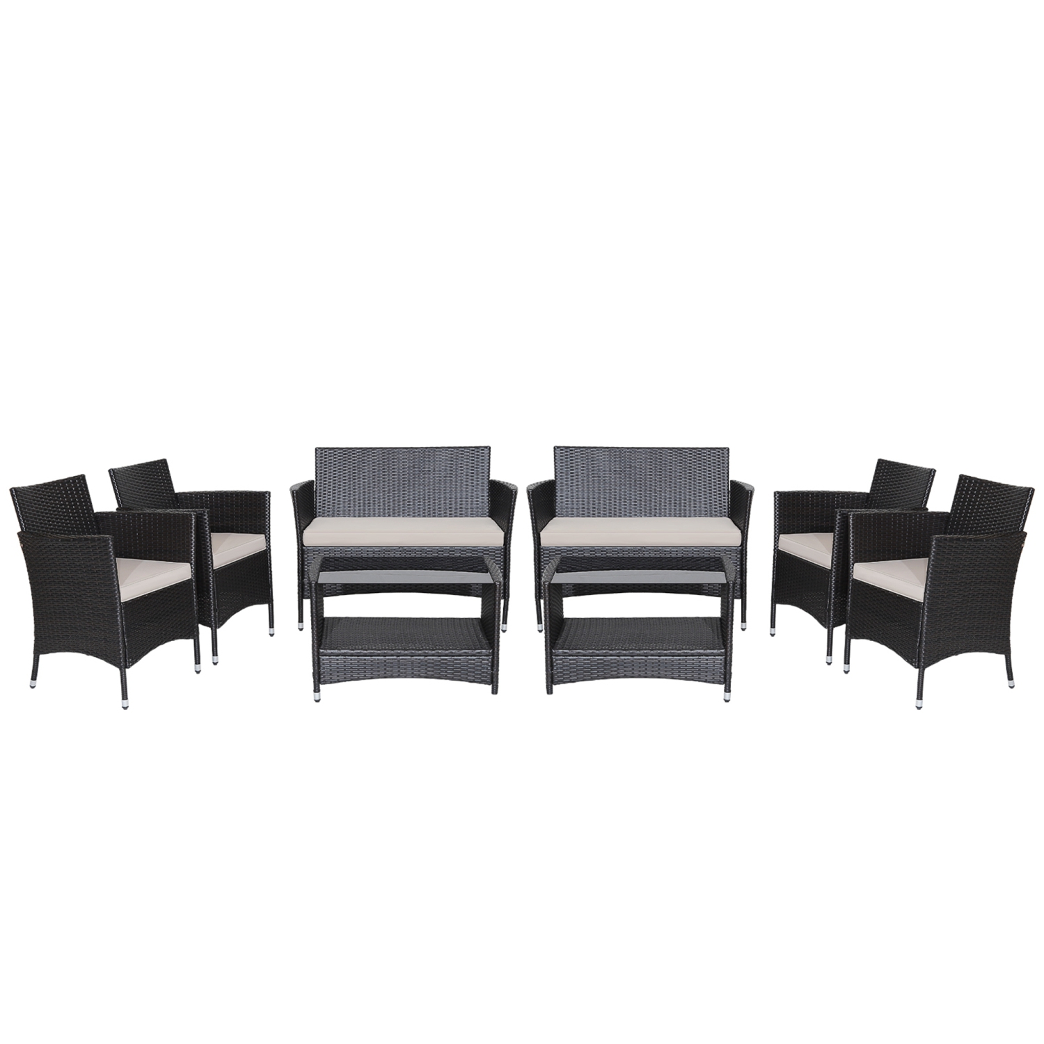 Ensemble de meubles de patio en rotin 8PCS de Costway avec accoudoir, table basse avec étagère de jardin