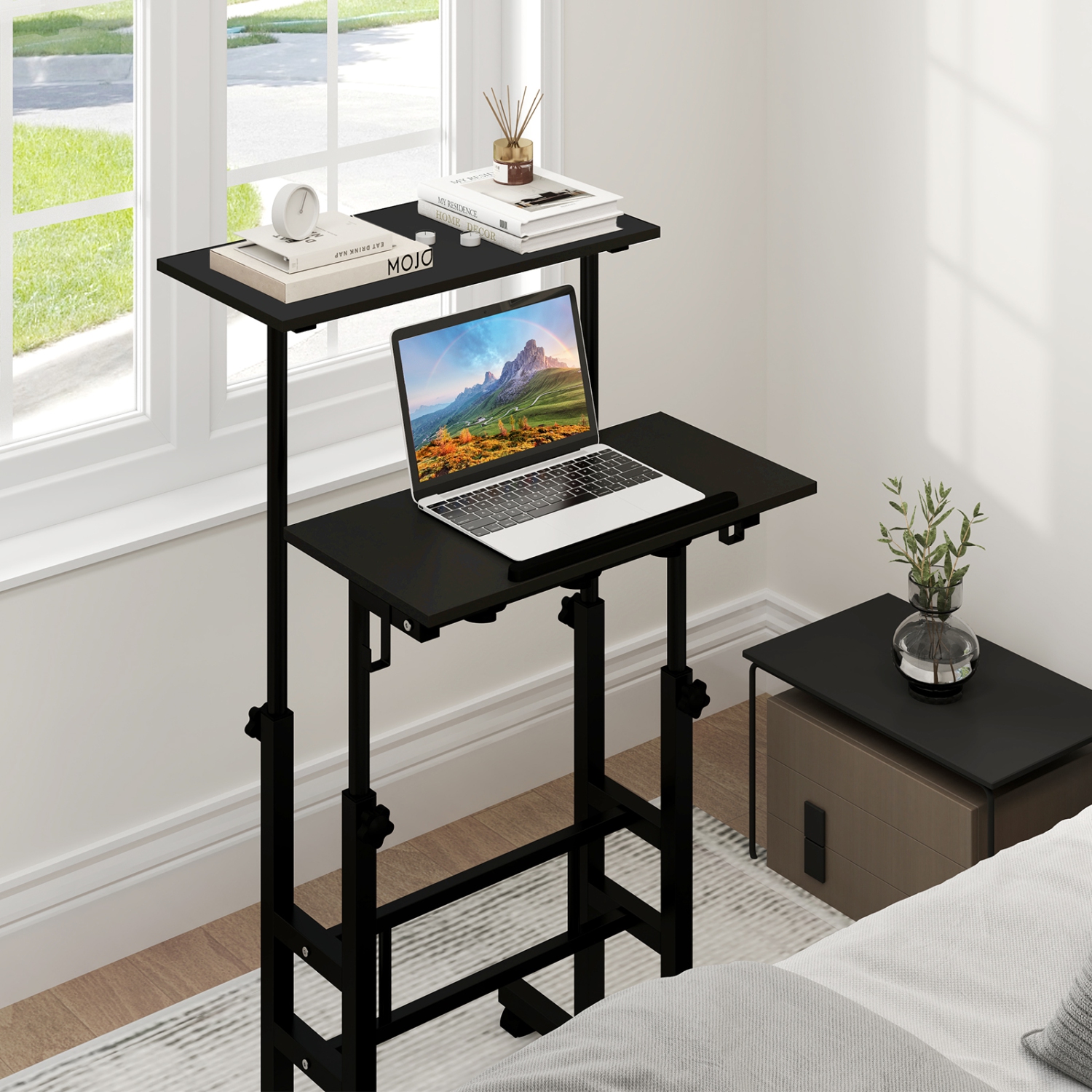 Costway Mobile Standing Desk Rolling Adjustable Laptop Cart Home Office
