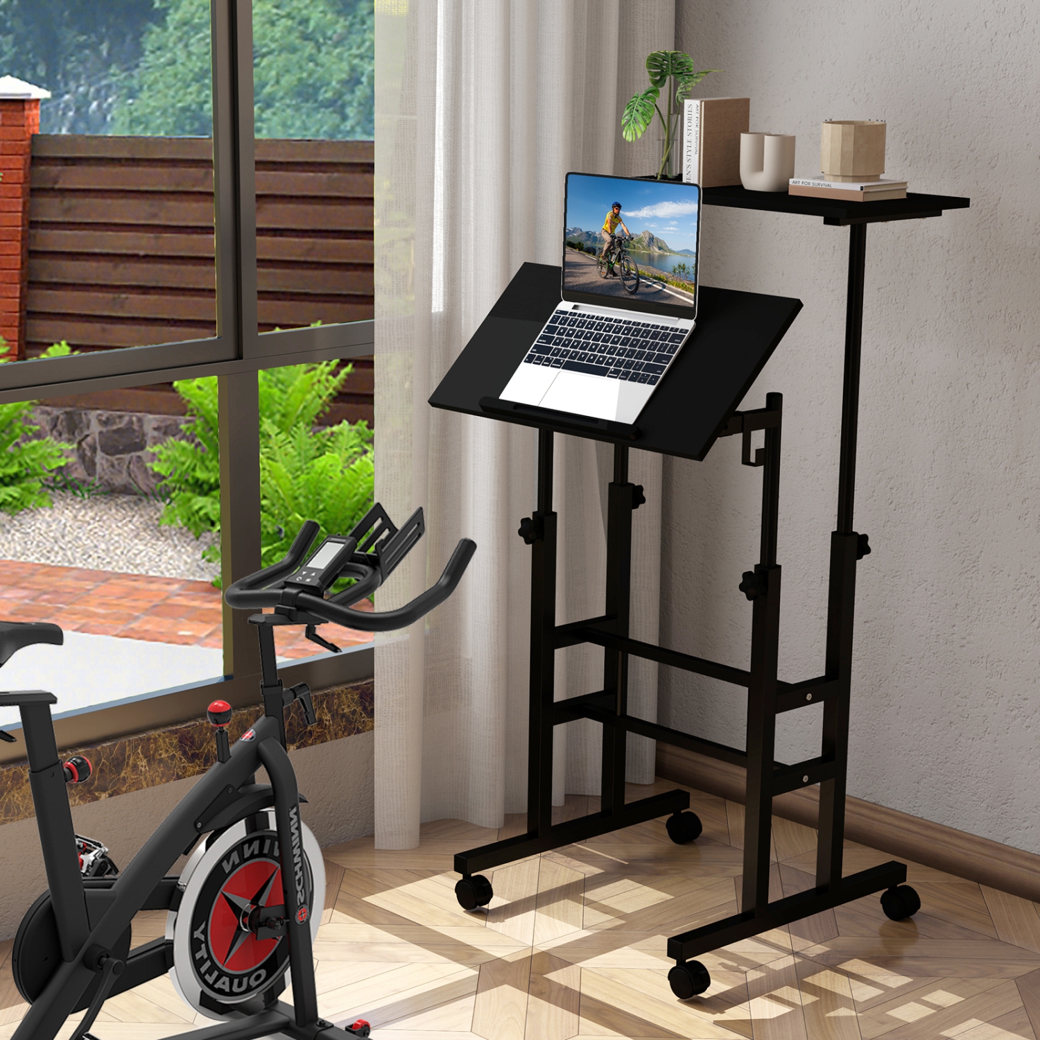 Costway Mobile Standing Desk Rolling Adjustable Laptop Cart Home Office