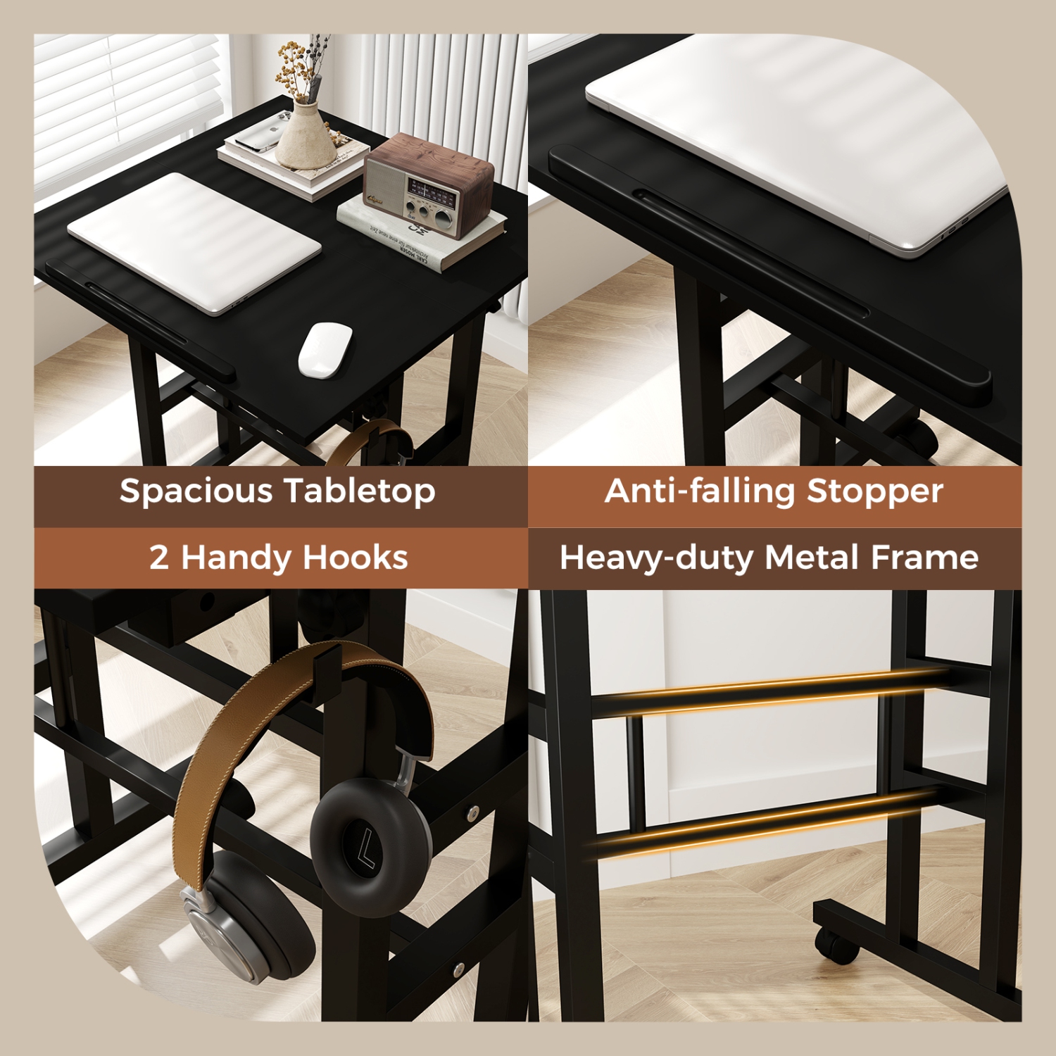 Costway Mobile Standing Desk Rolling Adjustable Laptop Cart Home Office