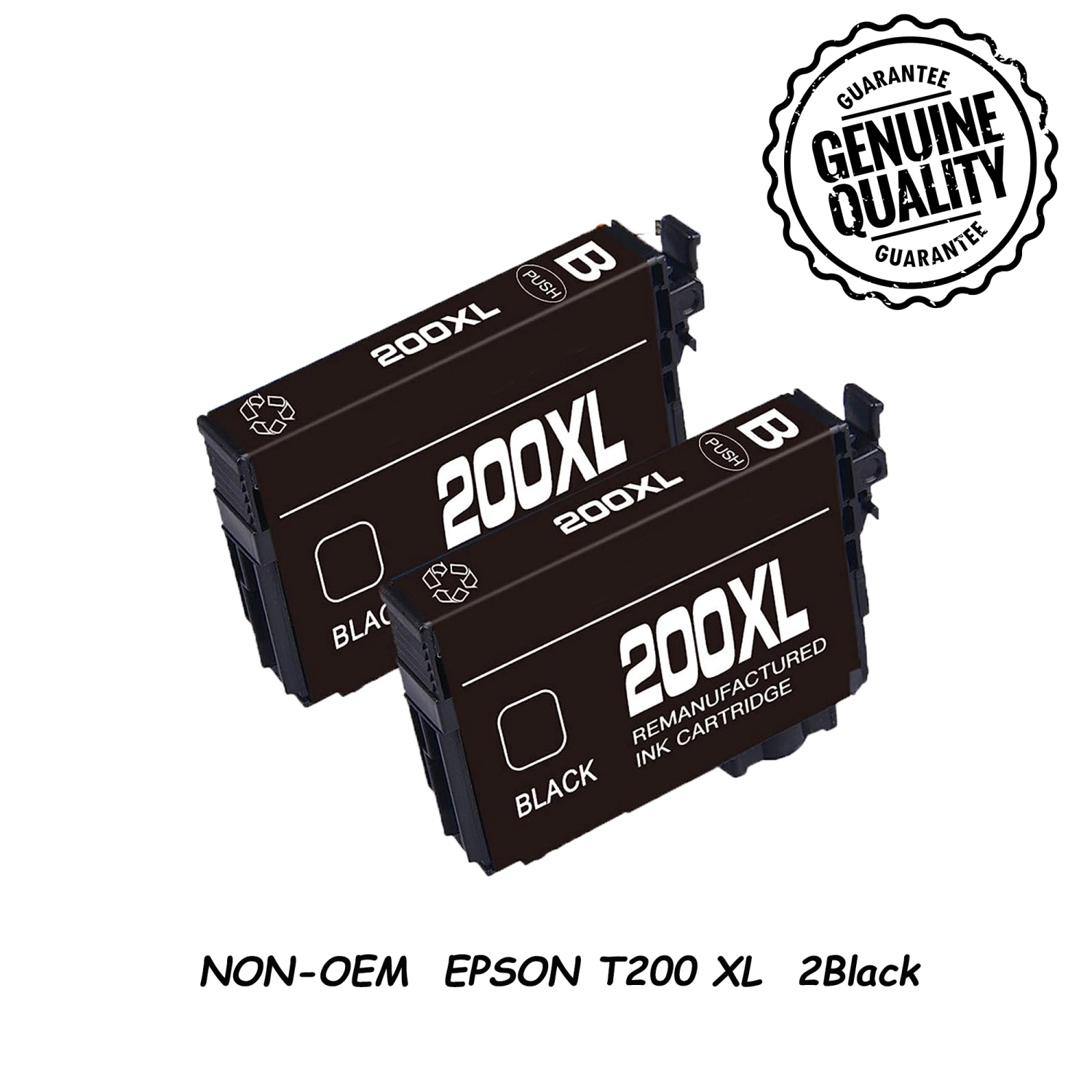 2 Black Compatible Ink Cartridge Replacement for Epson T200 200 to use with Expression Home XP-200 XP-300 XP-310 XP-400 XP-410 WorkForce WF-2520