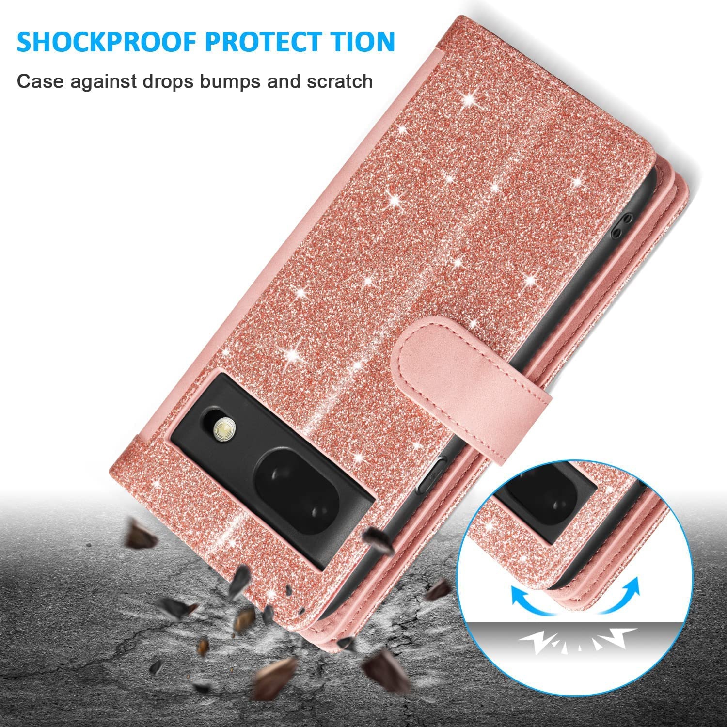 Étui portefeuille pour Pixel Fold de Google, 9 fentes pour cartes mat; Étui à fermeture à glissière; béquille en cuir de polyuréthane avec dragonne;