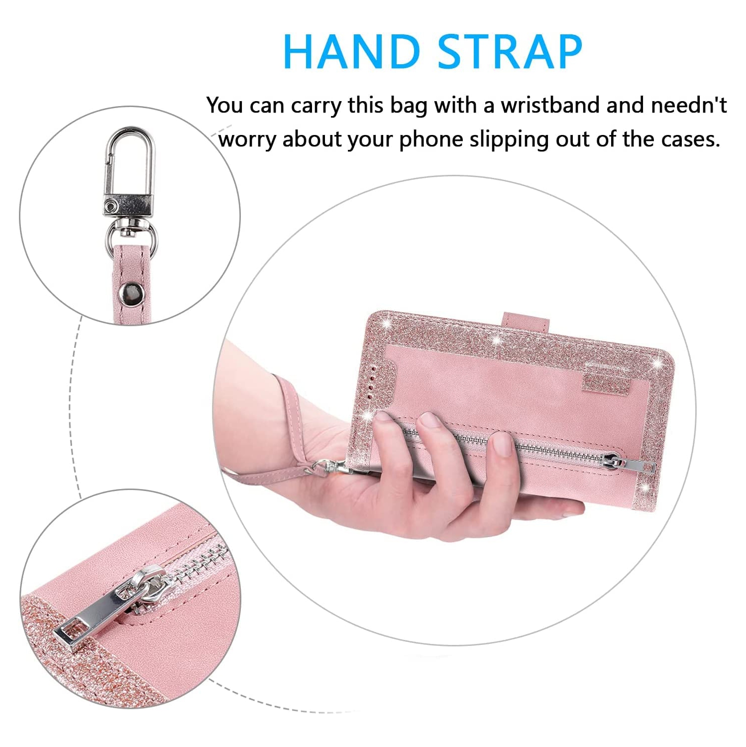 Étui portefeuille pour Pixel Fold de Google, 9 fentes pour cartes mat; Étui à fermeture à glissière; béquille en cuir de polyuréthane avec dragonne;