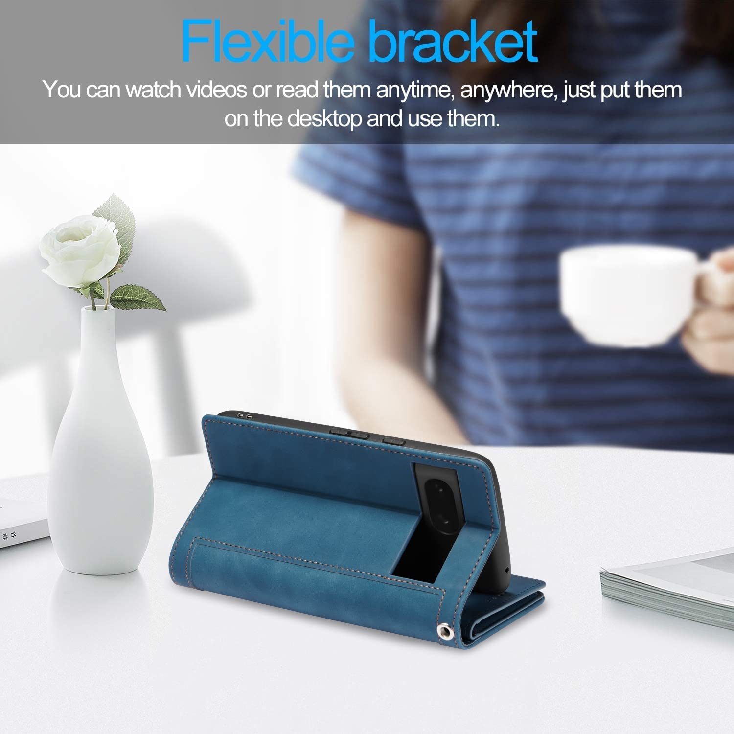 Wallet Case for Google Pixel Fold, Matte 9 Card Holder Slots Zipper Pocket Case PU Leather Magnetic Closure Kickstand with Wrist Strap Shockproof