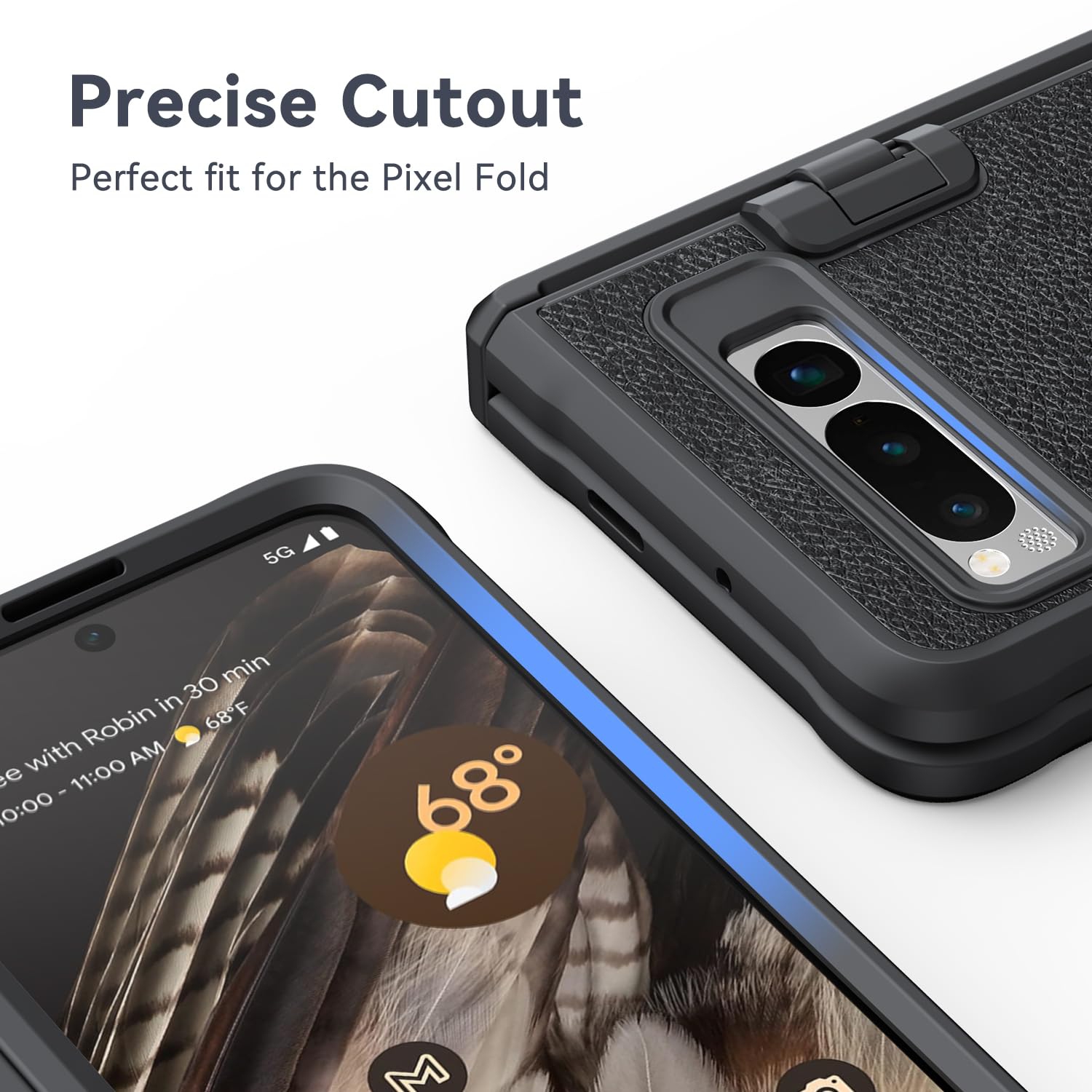 Google Pixel Fold Case, [Hinge Protection], Built-in Tempered Glass Screen Protector with Foldable Kickstand, Heavy Duty Full Body Rugged Shockproof