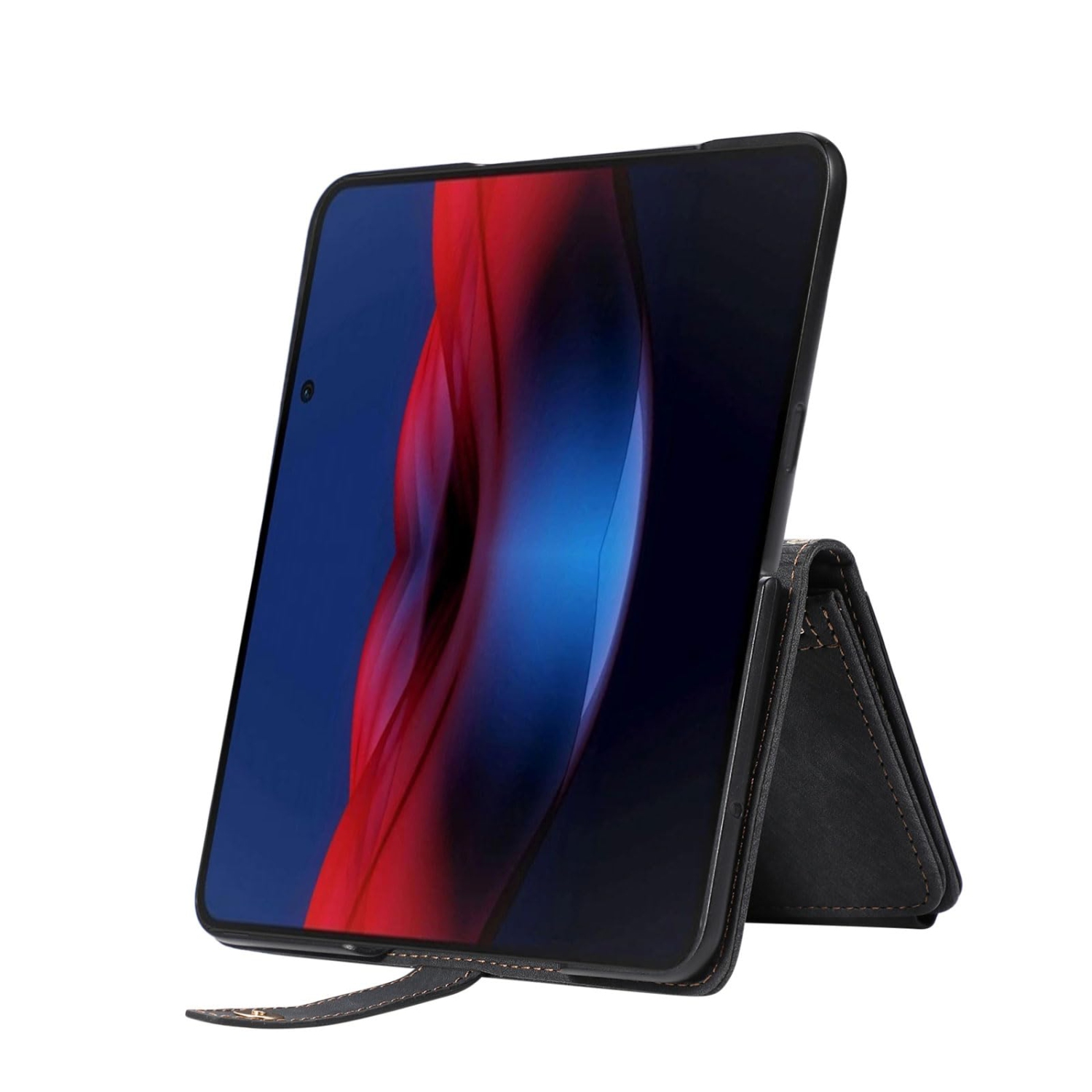 Étui-portefeuille UEBAI pour Google Pixel Fold, 9 fentes pour cartes Portefeuille rétro en cuir rabat antichoc avec dragonne fentes pour cartes