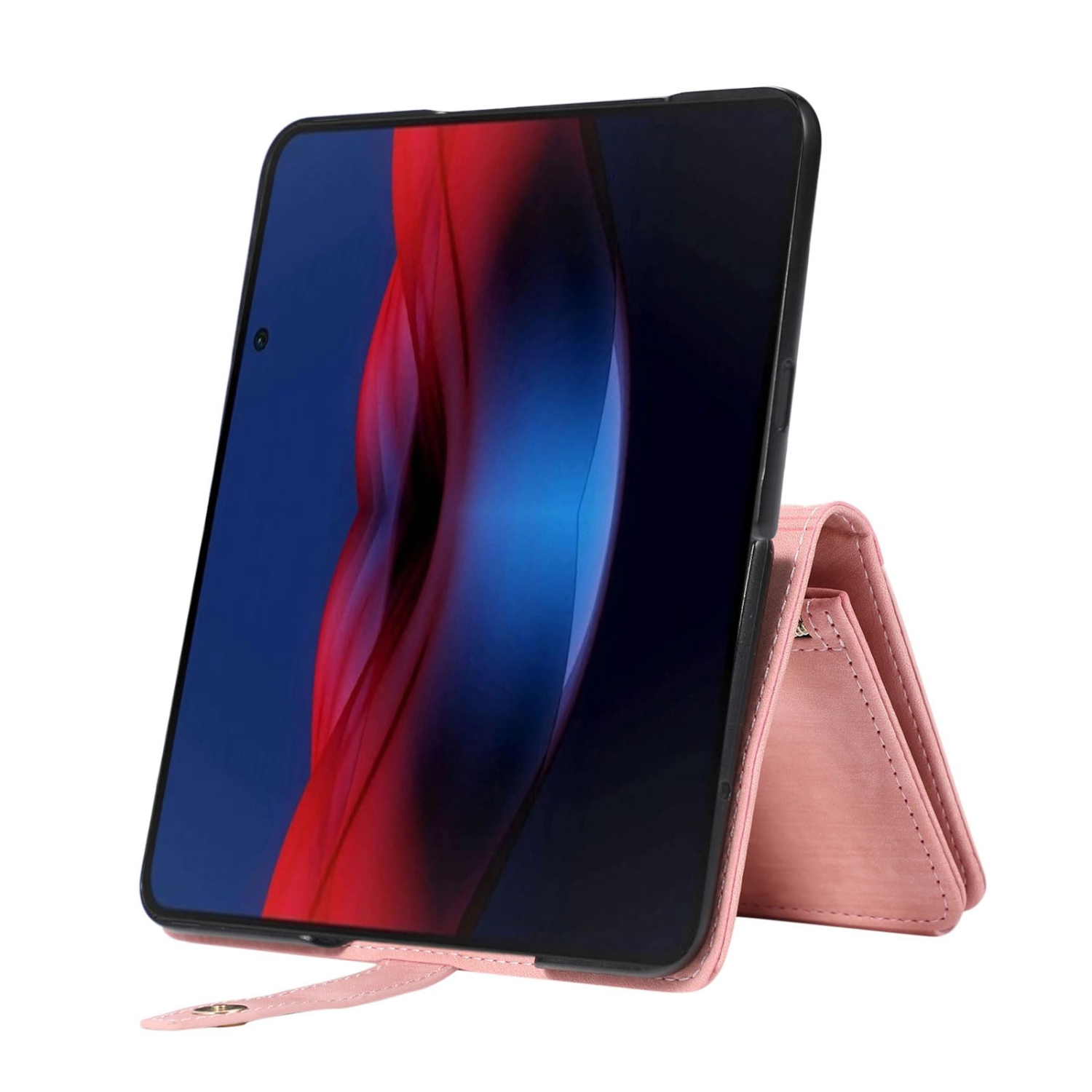 Étui-portefeuille UEBAI pour Google Pixel Fold, 9 fentes pour cartes Portefeuille rétro en cuir rabat antichoc avec dragonne fentes pour cartes